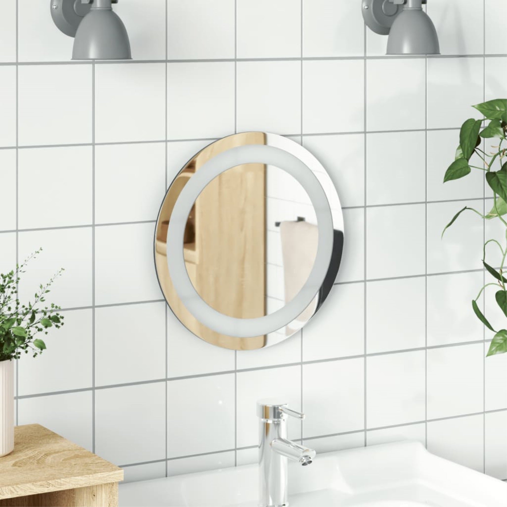 vidaXL LED Bathroom Mirror 11.8″ Round