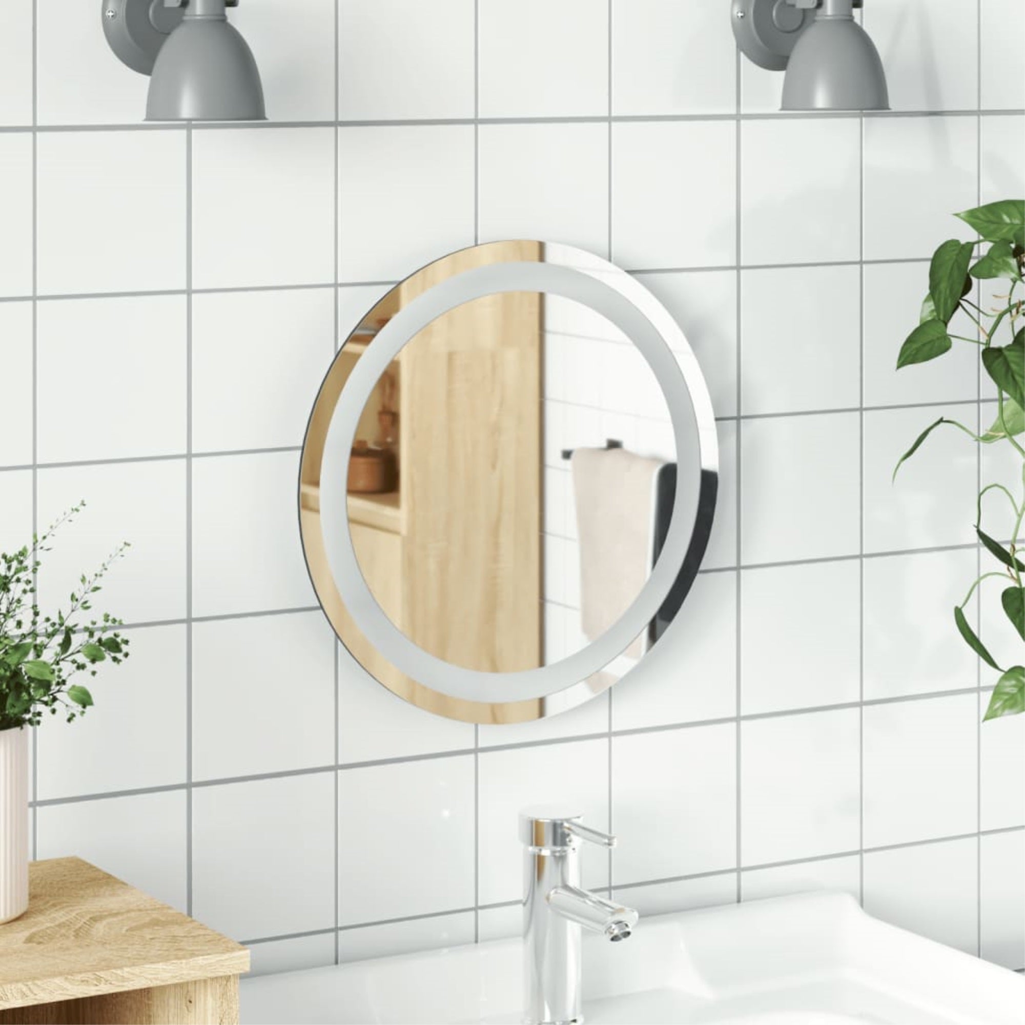 vidaXL LED Bathroom Mirror 15.7″ Round