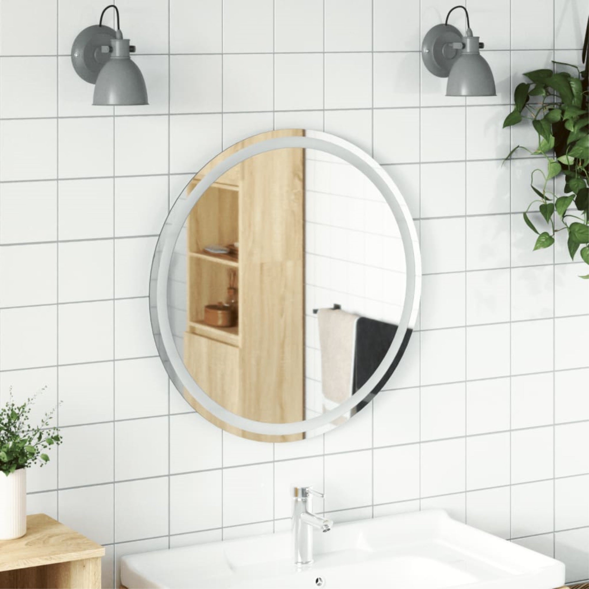 vidaXL LED Bathroom Mirror 27.6″ Round
