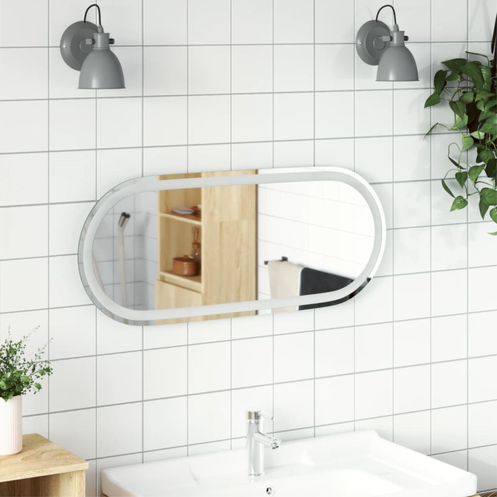Vidaxl Led Bathroom Mirror 35.4'X15.7' Oval