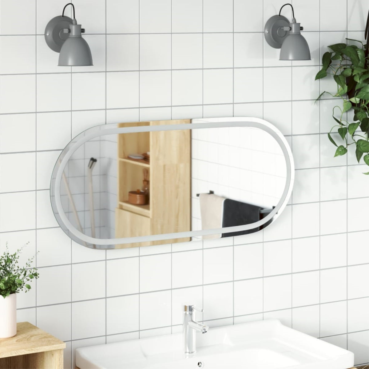 Vidaxl Led Bathroom Mirror 39.4'X17.7' Oval