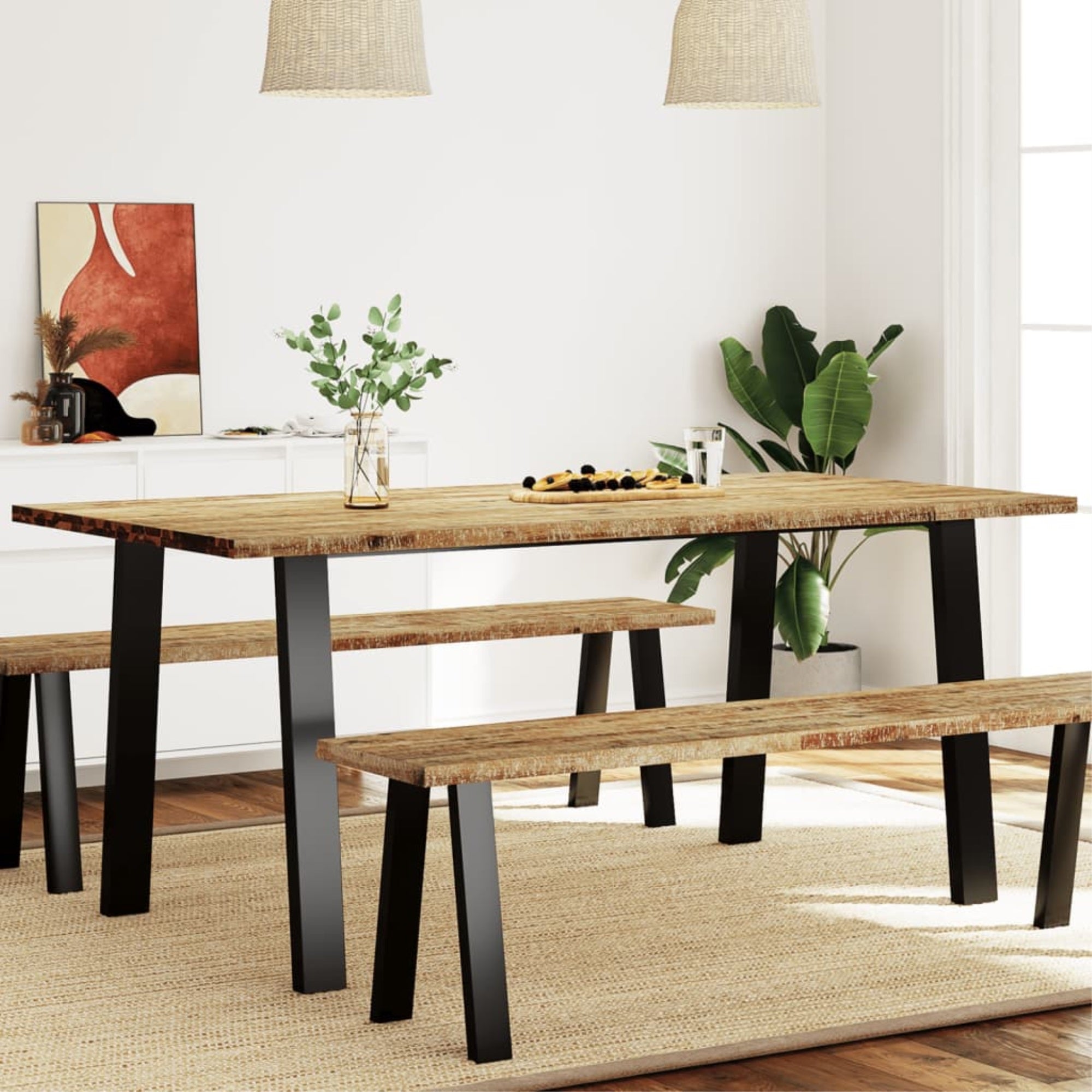 Vidaxl Dining Table 59.1'X35.4'X29.5' Solid Wood Acacia