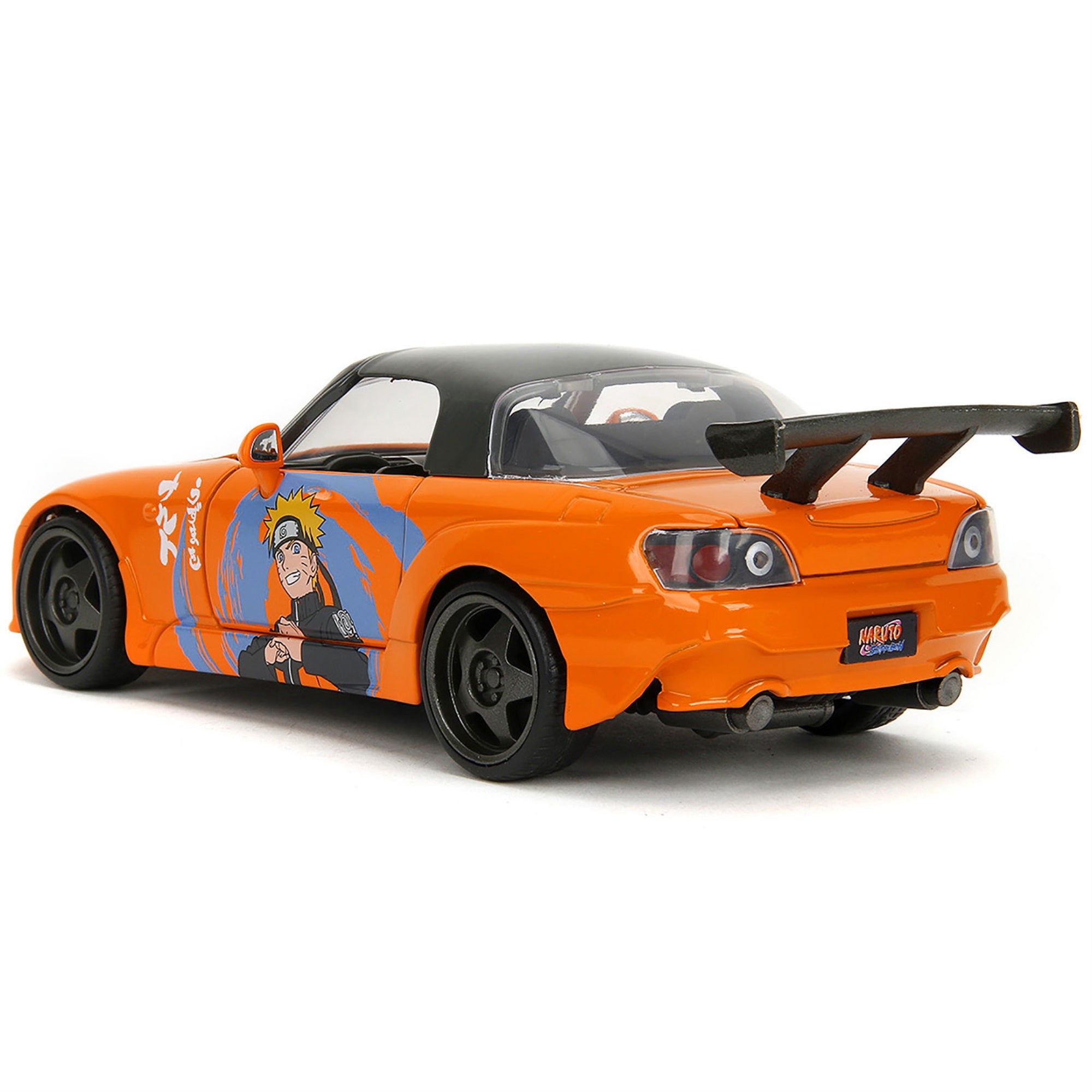 2001 Honda S2000 Orange With Gray Top And Graphics And  Diecast Figure ' Shippuden' (2009-2017) Tv Series 'Anime Hollywood Rides' Series 1/24 Diecast Model Car By Jada