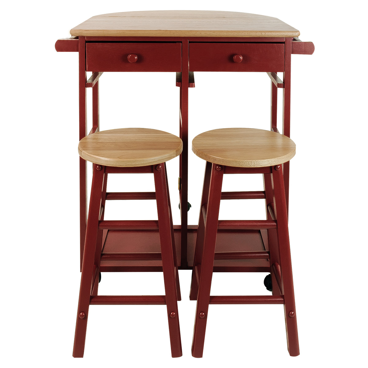 Breakfast Cart With Drop-Leaf Table-Red