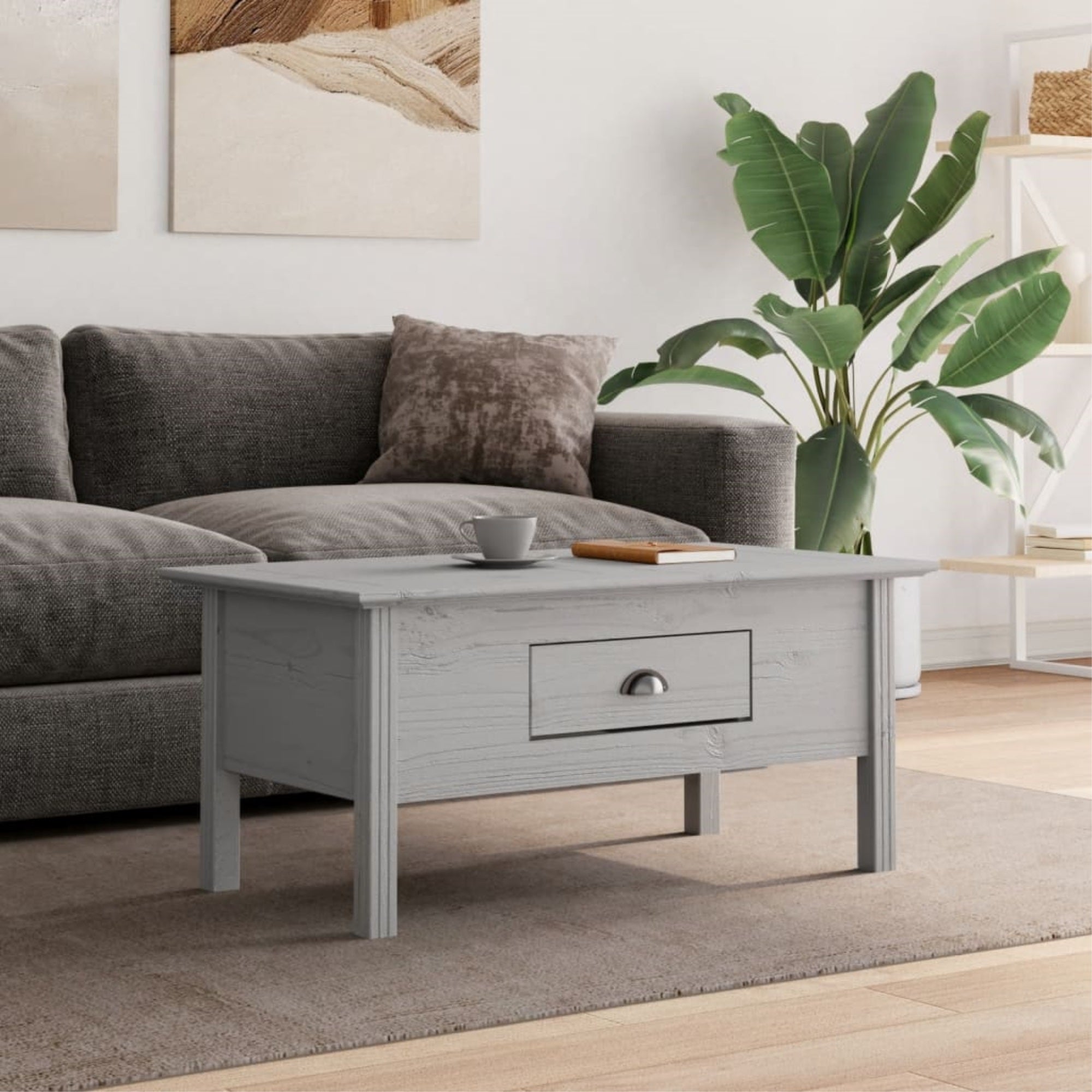 Vidaxl Coffee Table Bodo Gray 39.4'X21.7'X17.7' Solid Wood Pine
