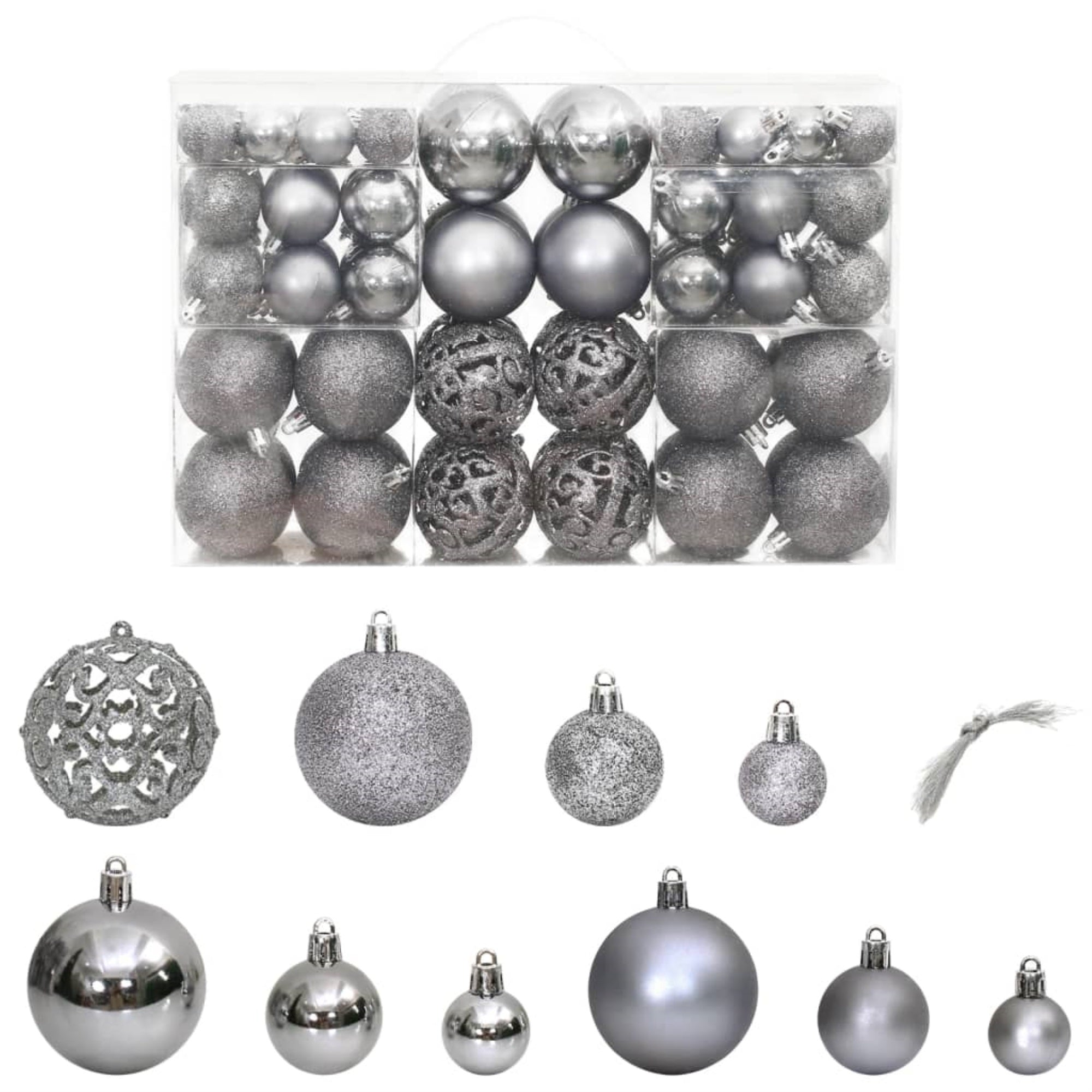 Vidaxl Christmas Baubles 100 Pcs Gray 1.2' / 1.6' / 2.4'