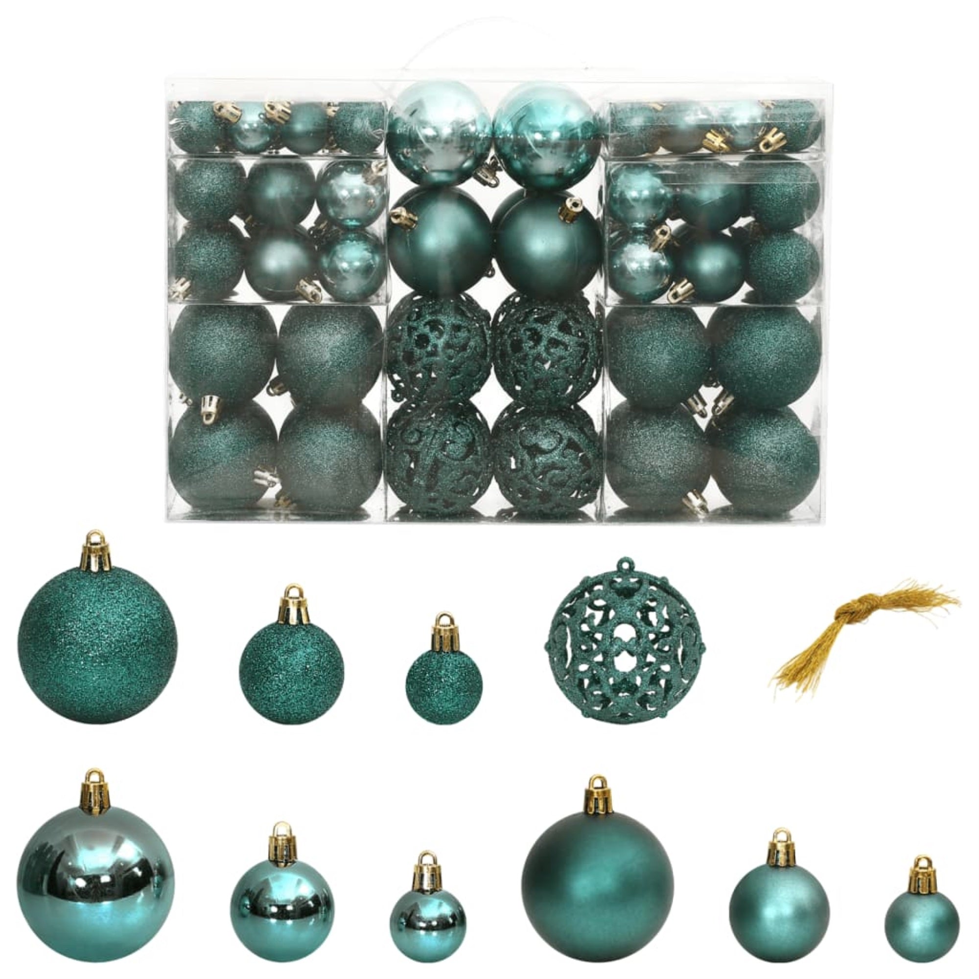 Vidaxl Christmas Baubles 100 Pcs Green 1.2' / 1.6' / 2.4'