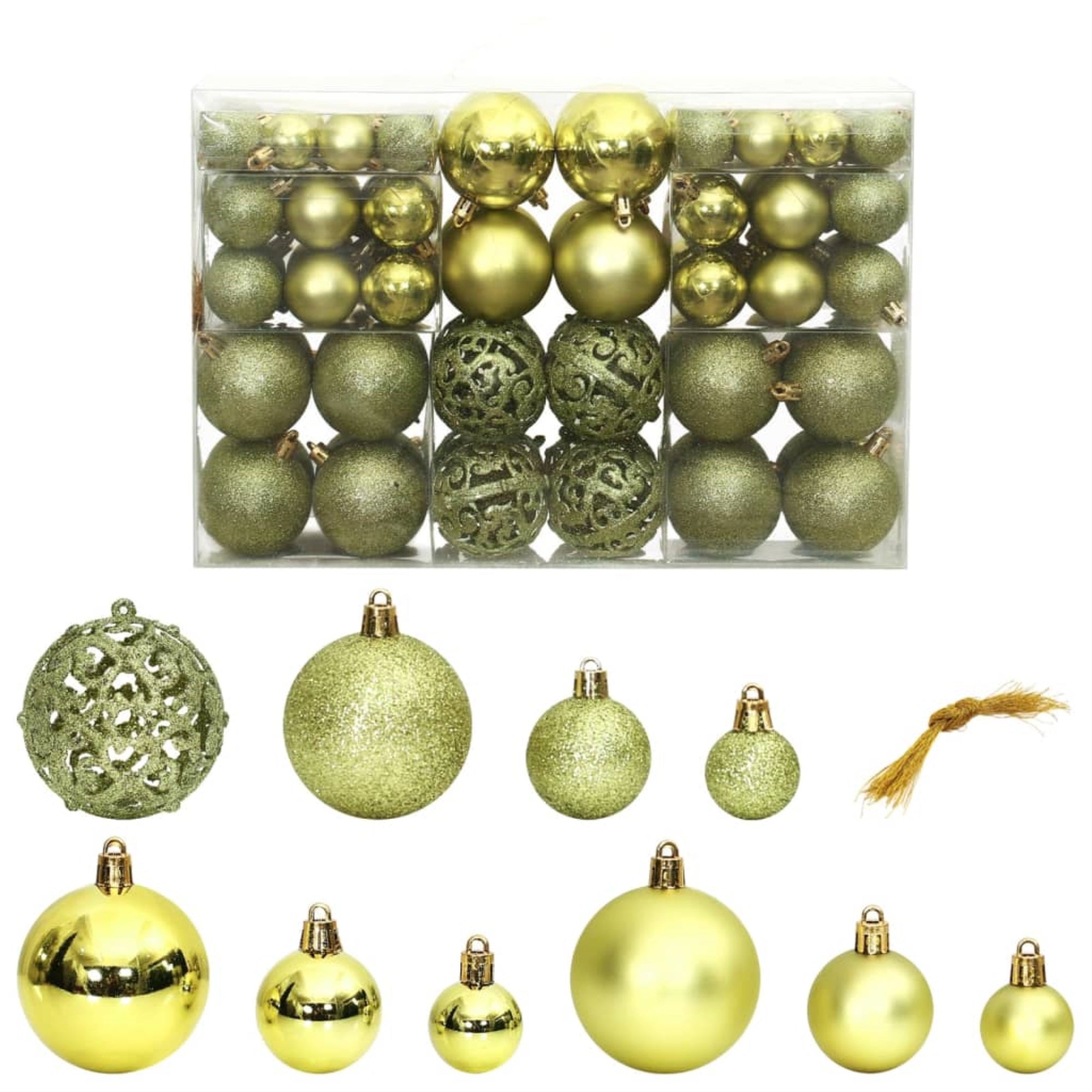Vidaxl Christmas Baubles 100 Pcs Light Green 1.2' / 1.6' / 2.4'