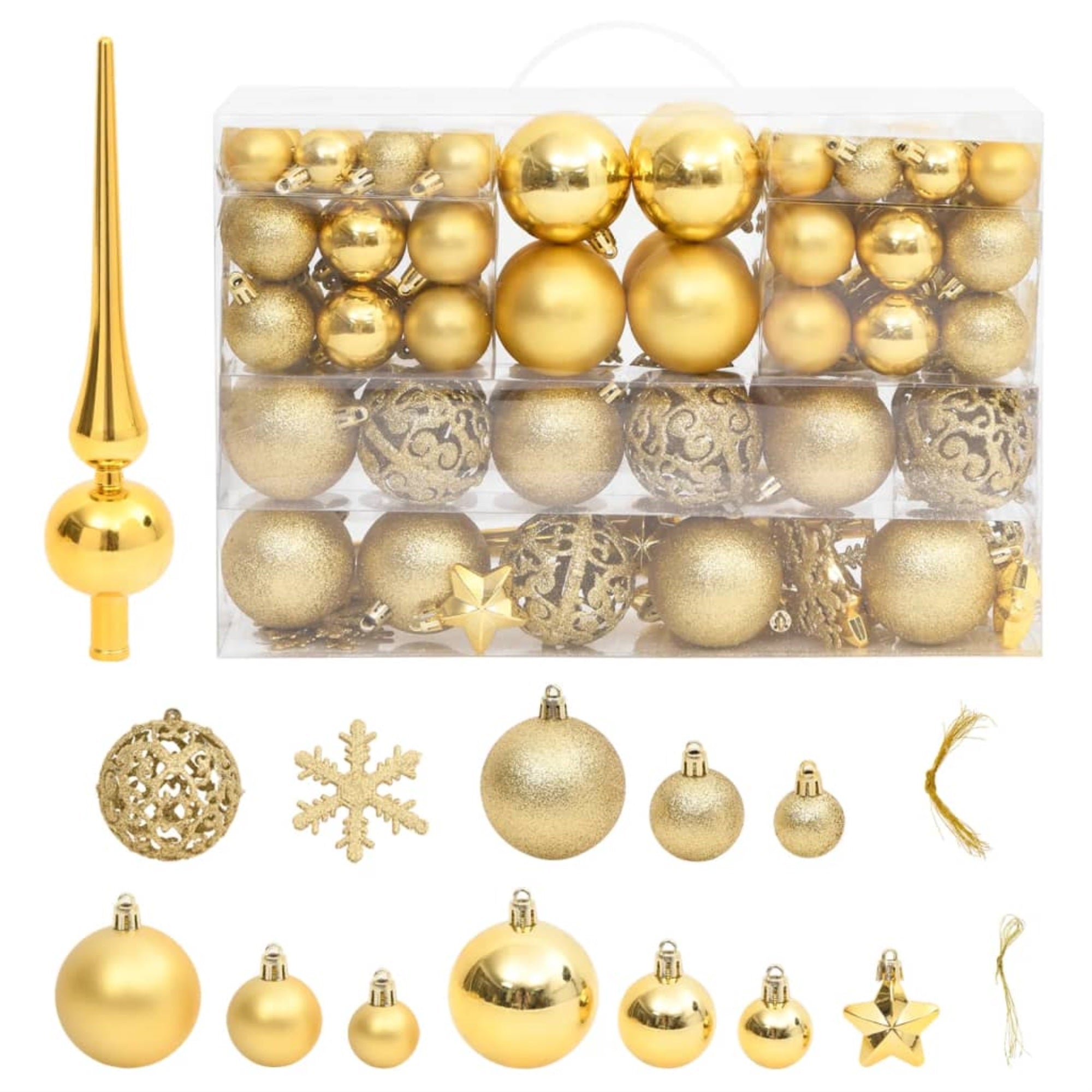 Vidaxl 111 Piece Christmas Bauble Set Gold Polystyrene