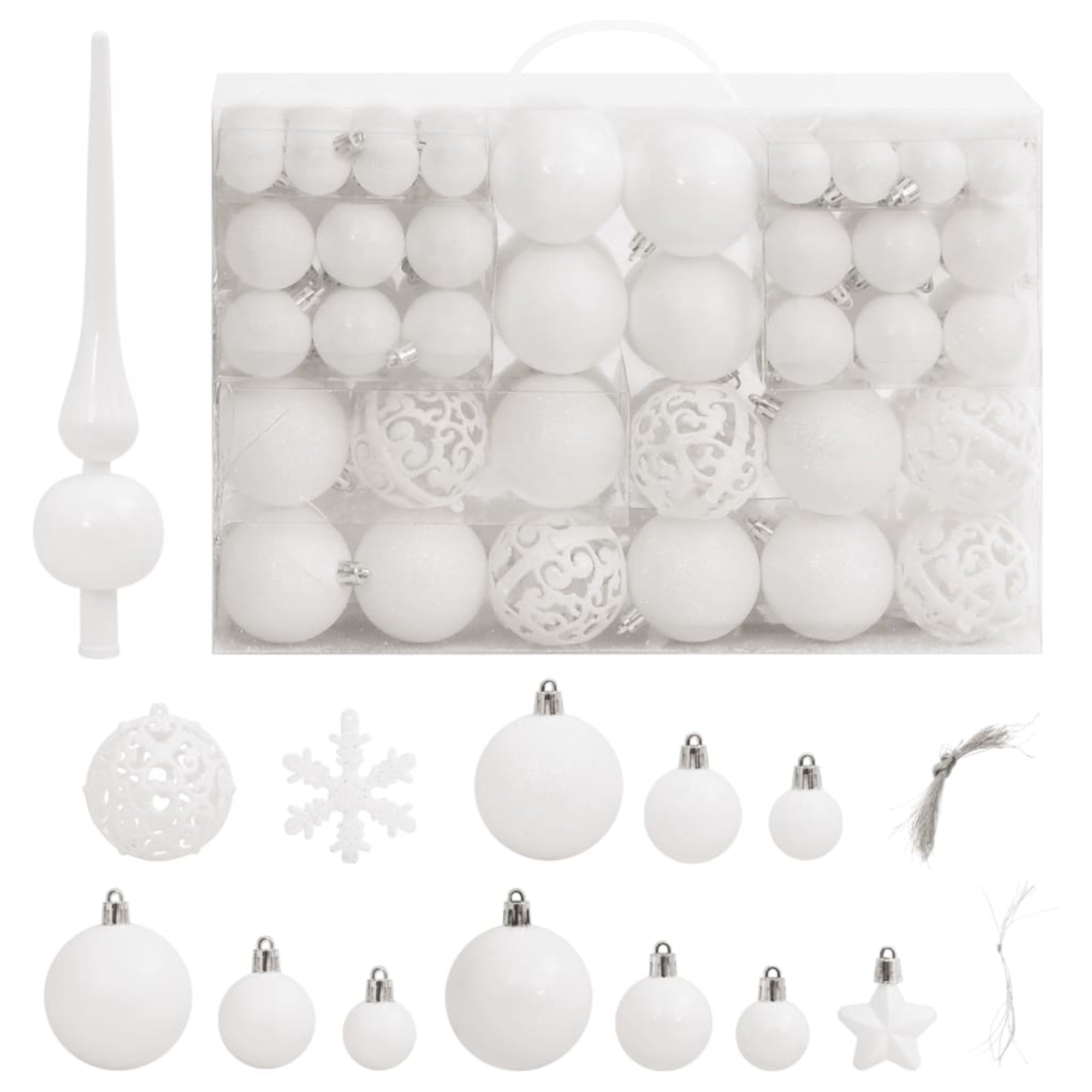 Vidaxl 111 Piece Christmas Bauble Set White Polystyrene