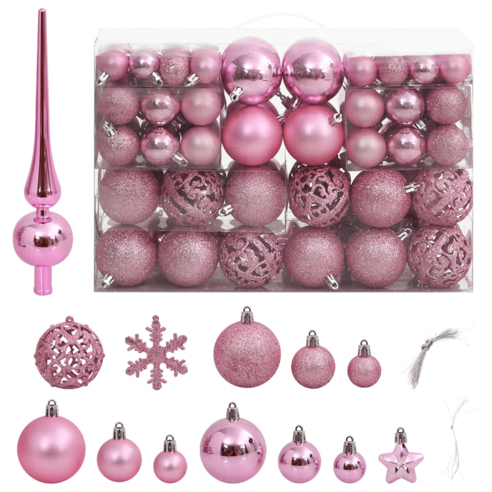 Vidaxl 111 Piece Christmas Bauble Set Pink Polystyrene