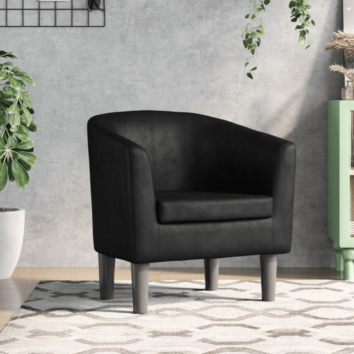Vidaxl Tub Chair Black Faux Leather