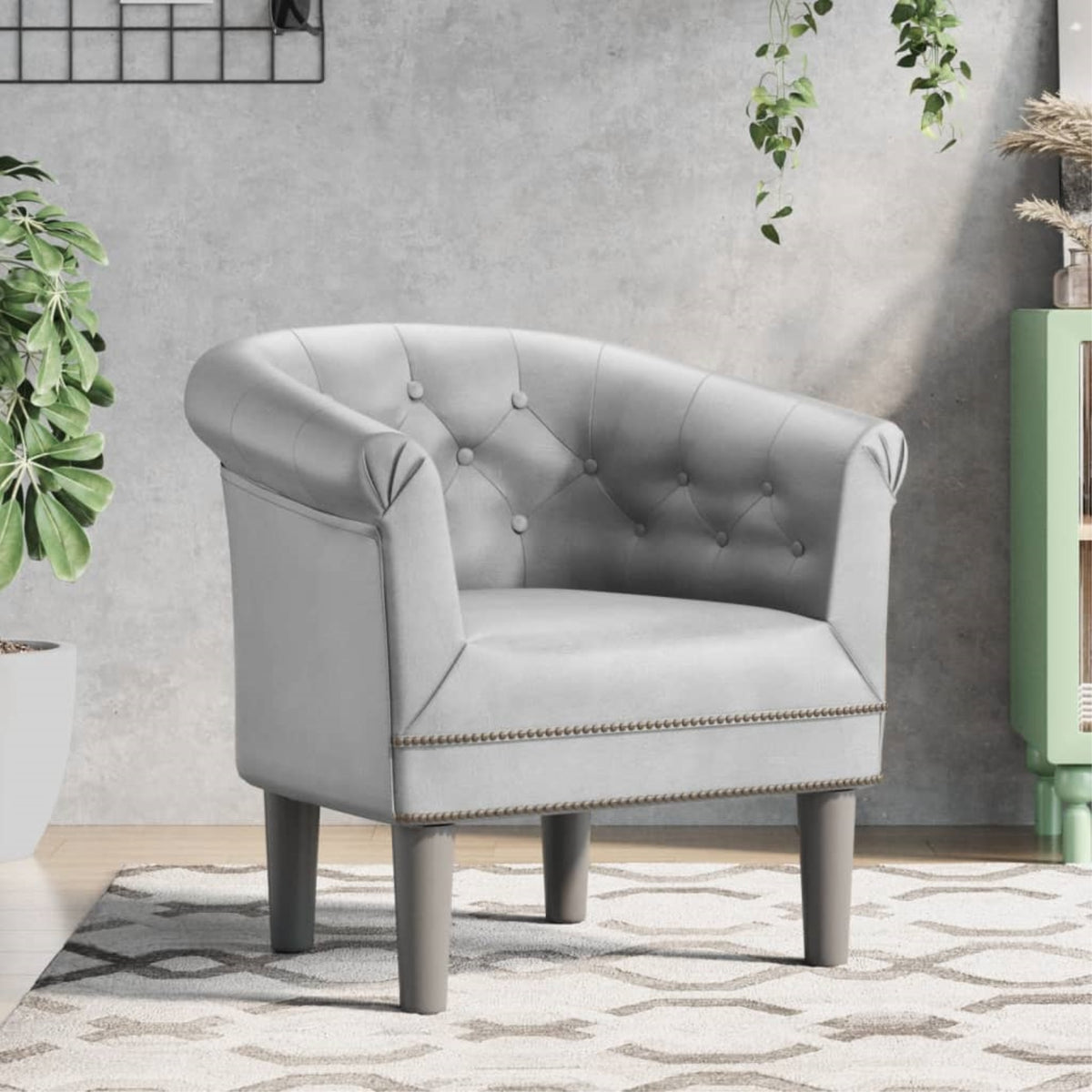 Vidaxl Tub Chair Silver Faux Leather