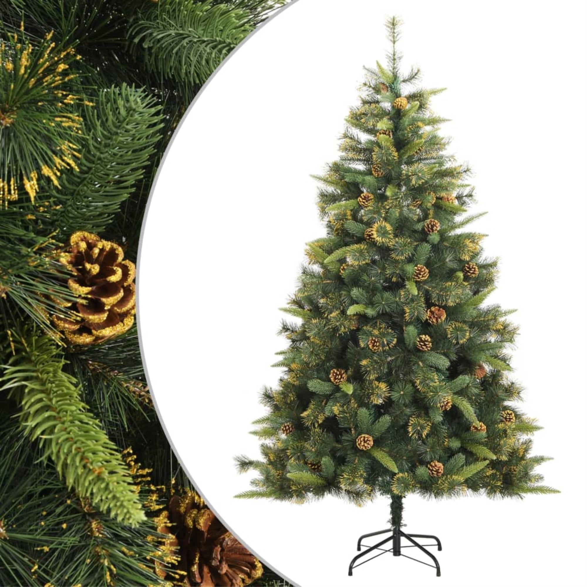 Vidaxl Artificial Hinged Christmas Tree With Cones 94.5'