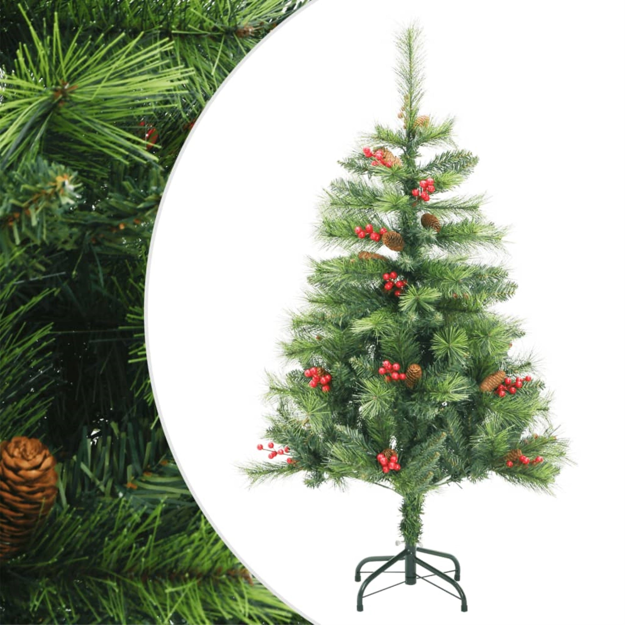 Vidaxl Artificial Hinged Christmas Tree With Cones And Berries 47.2'