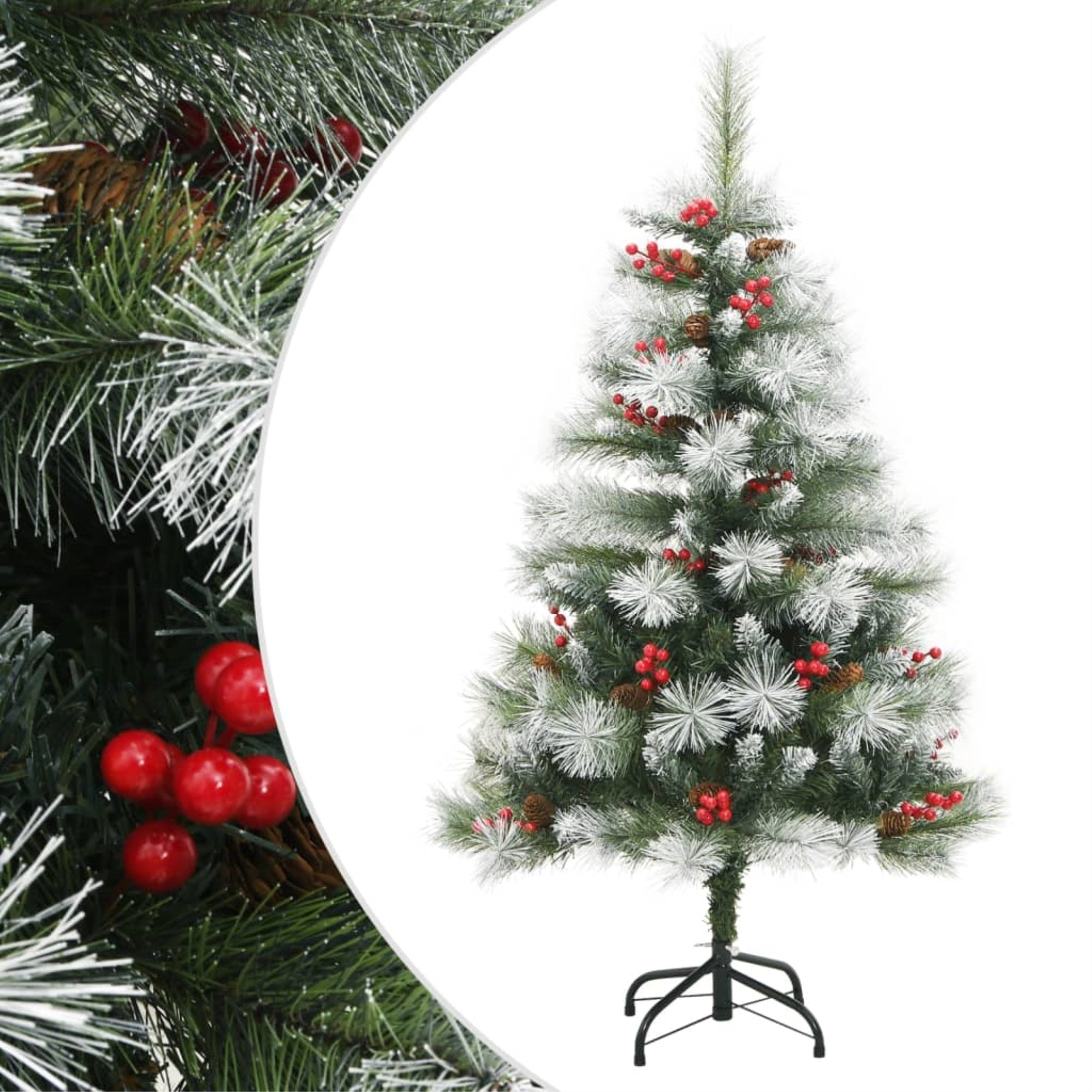 Vidaxl Artificial Hinged Christmas Tree With Cones And Berries 59.1'