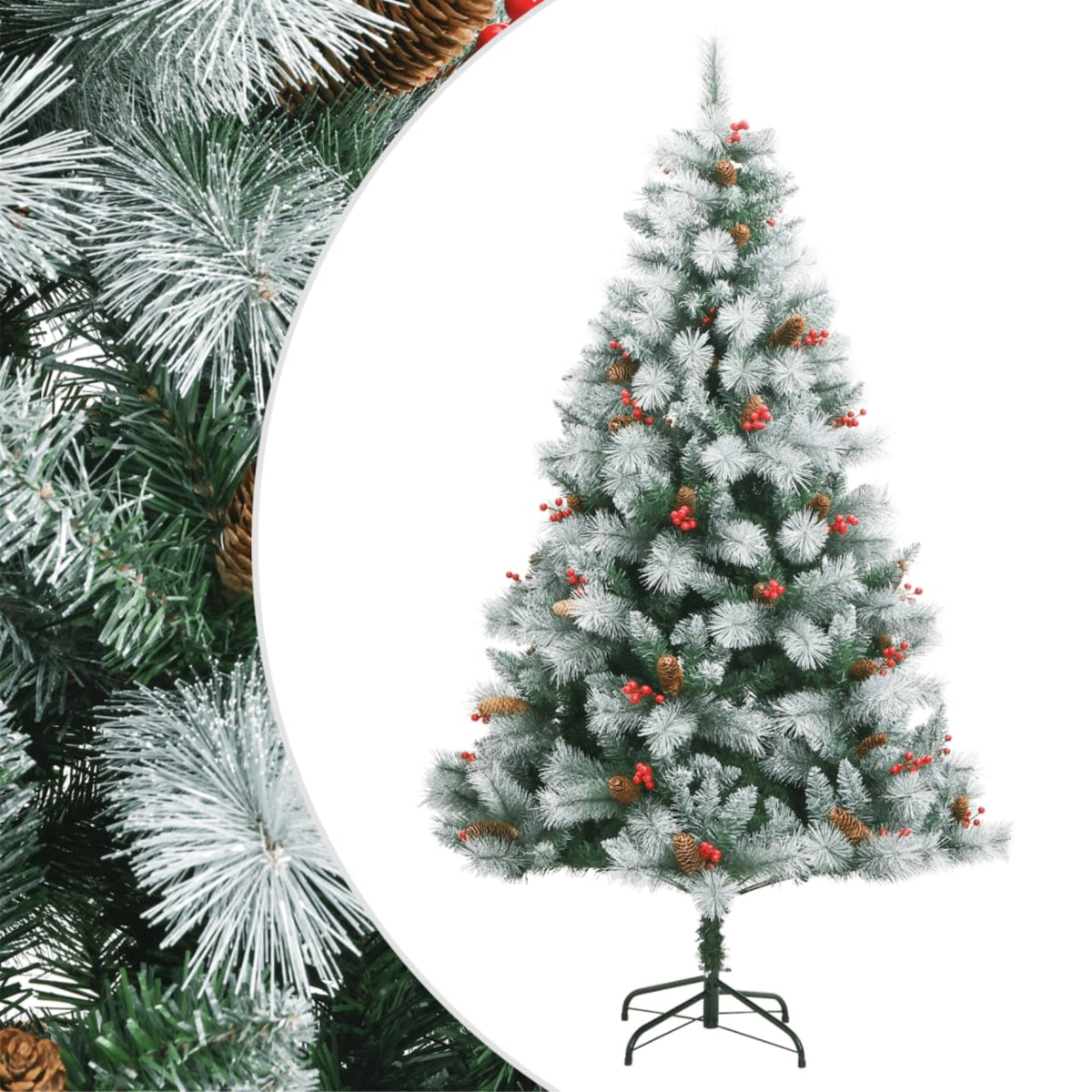 Vidaxl Artificial Hinged Christmas Tree With Cones And Berries 82.7'