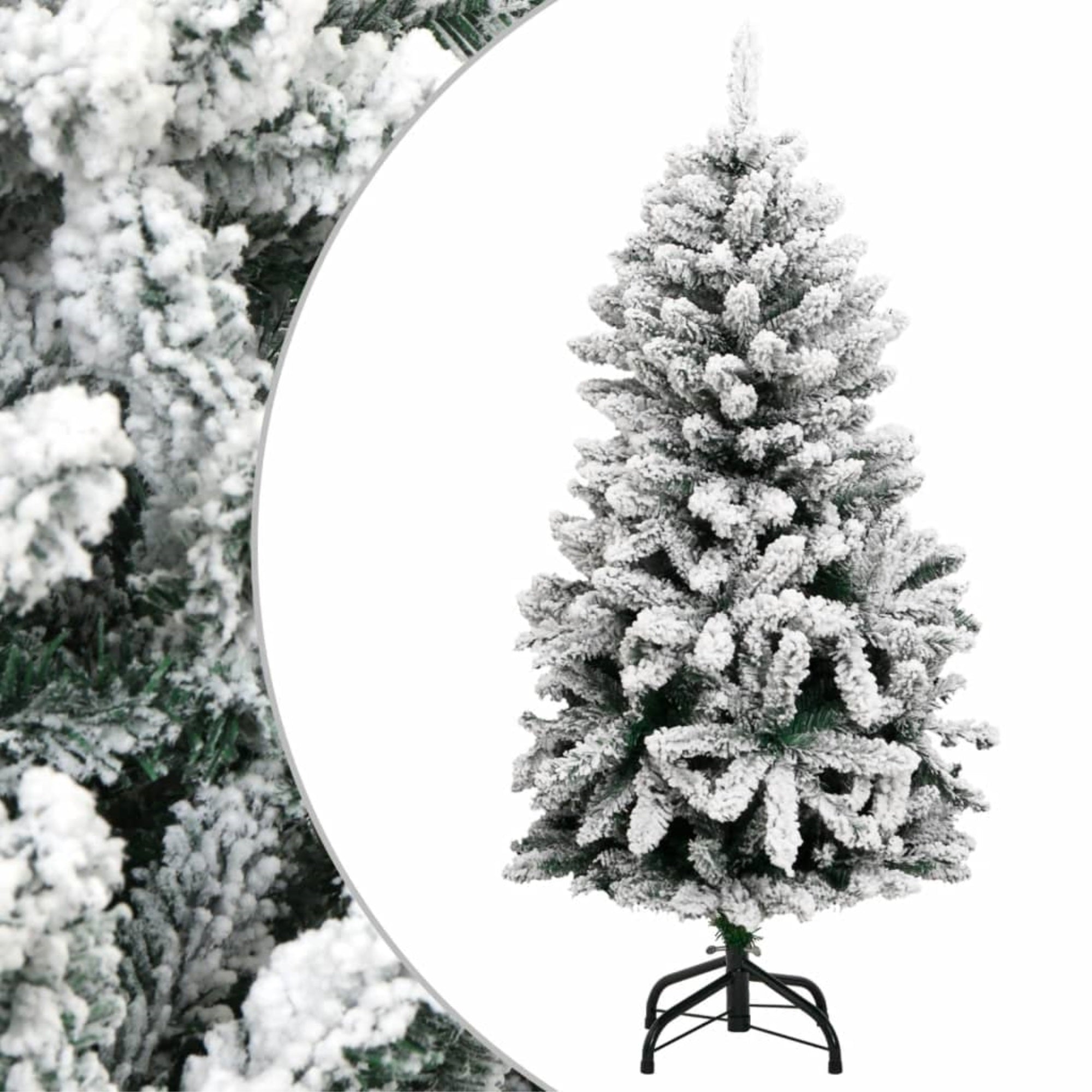 Vidaxl Artificial Hinged Christmas Tree With Flocked Snow 59.1'