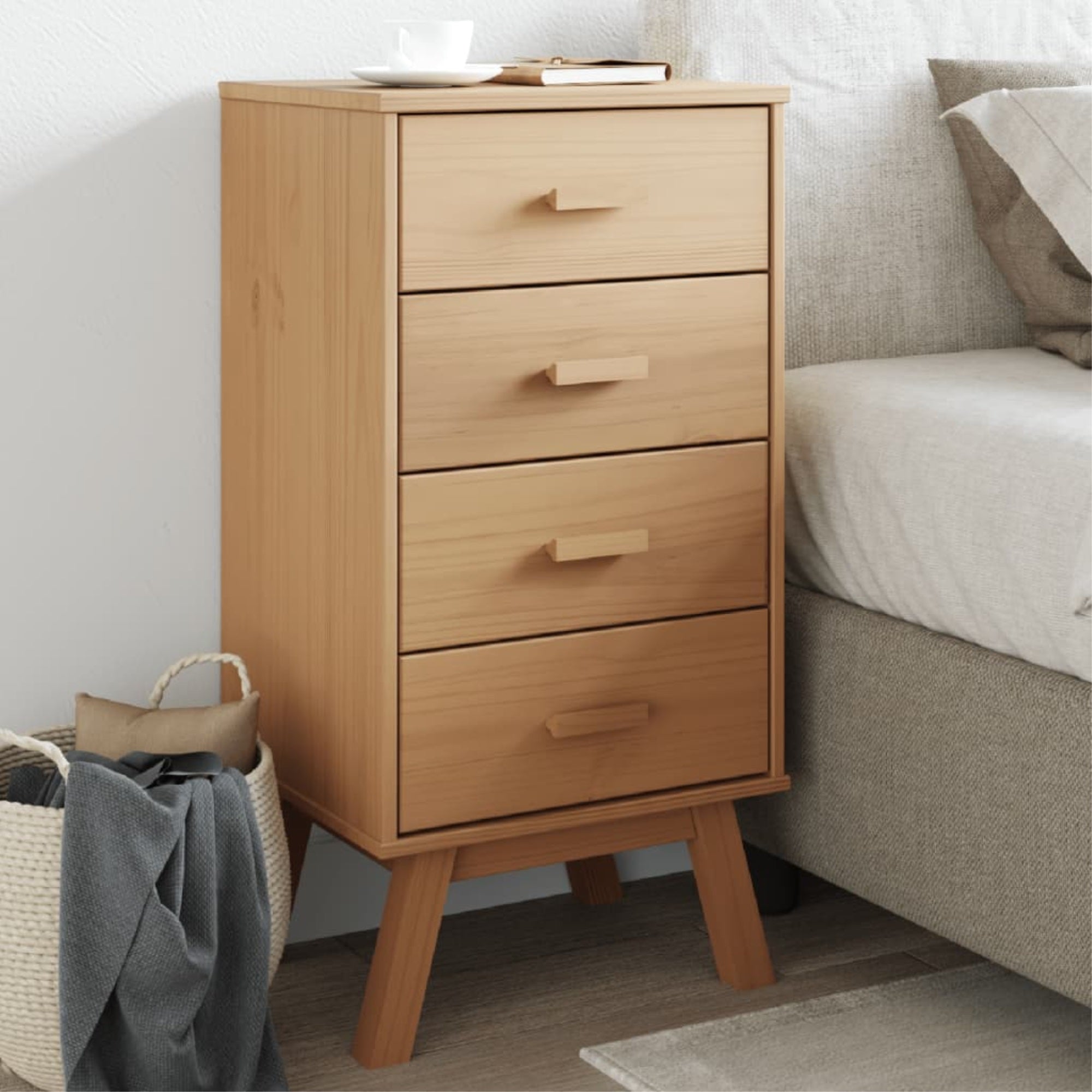 Vidaxl Bedside Cabinet Olden Brown Solid Wood Pine