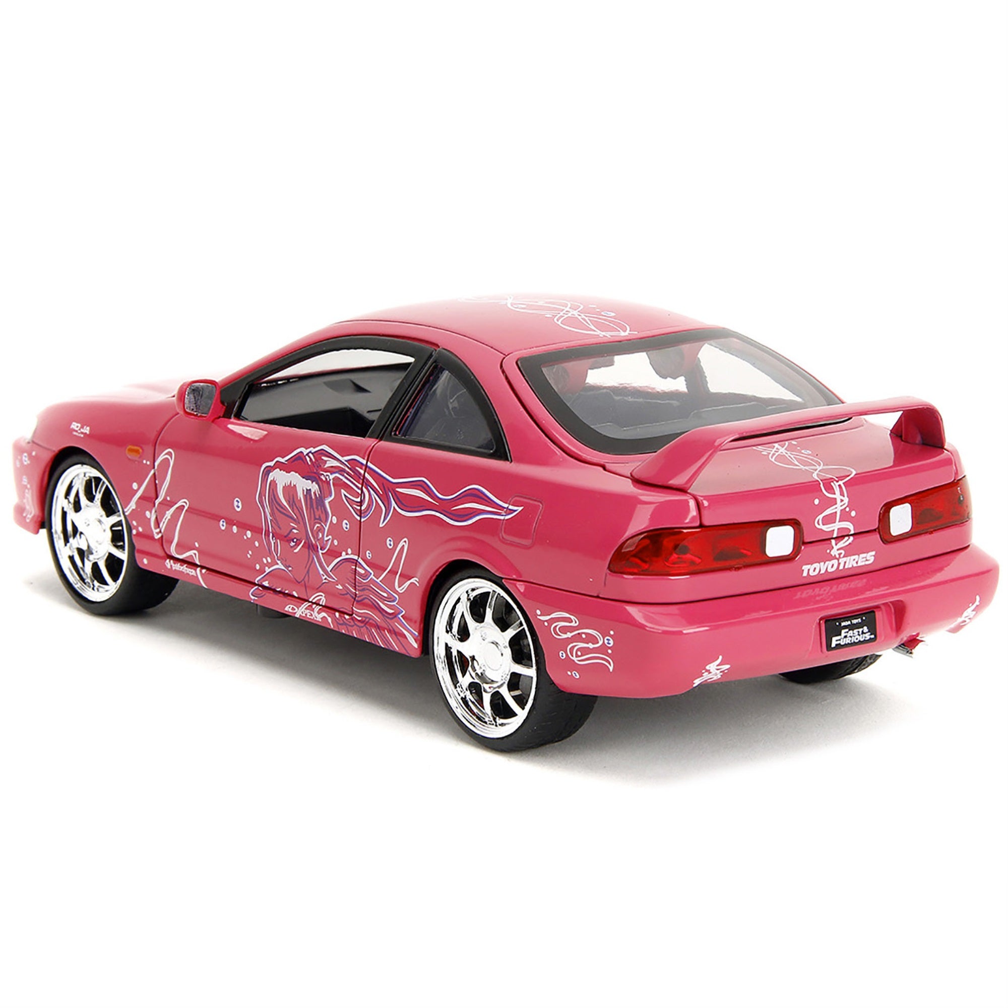 1995 Honda Integra Type R Pink With Graphics 'Fast & Furious Remix' Series 1/24 Diecast Model Car By Jada