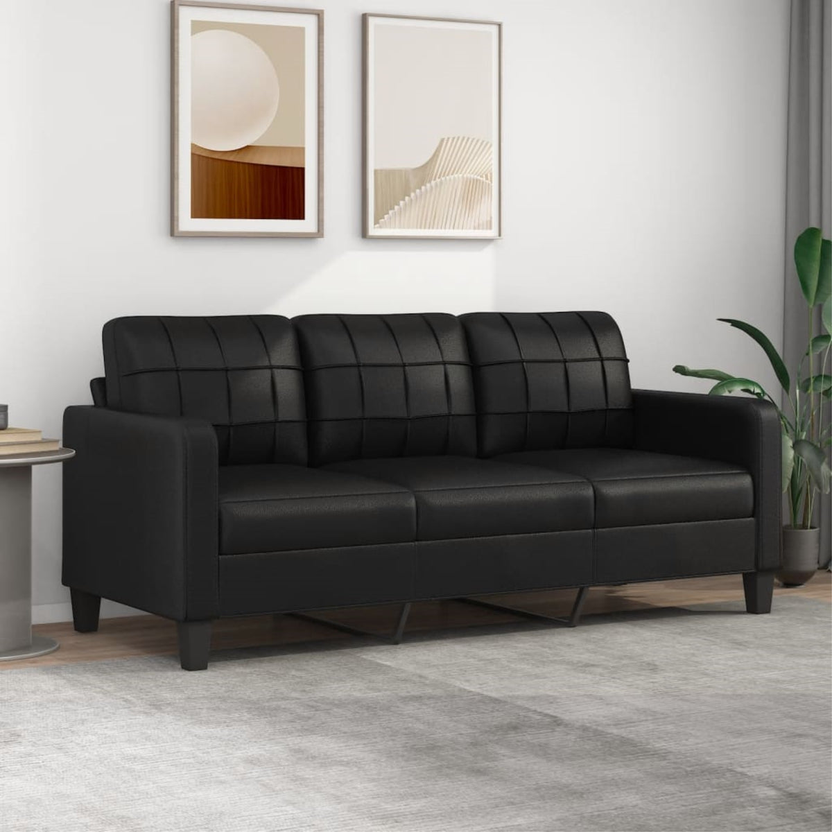 Vidaxl 3-Seater Sofa Black 70.9' Faux Leather
