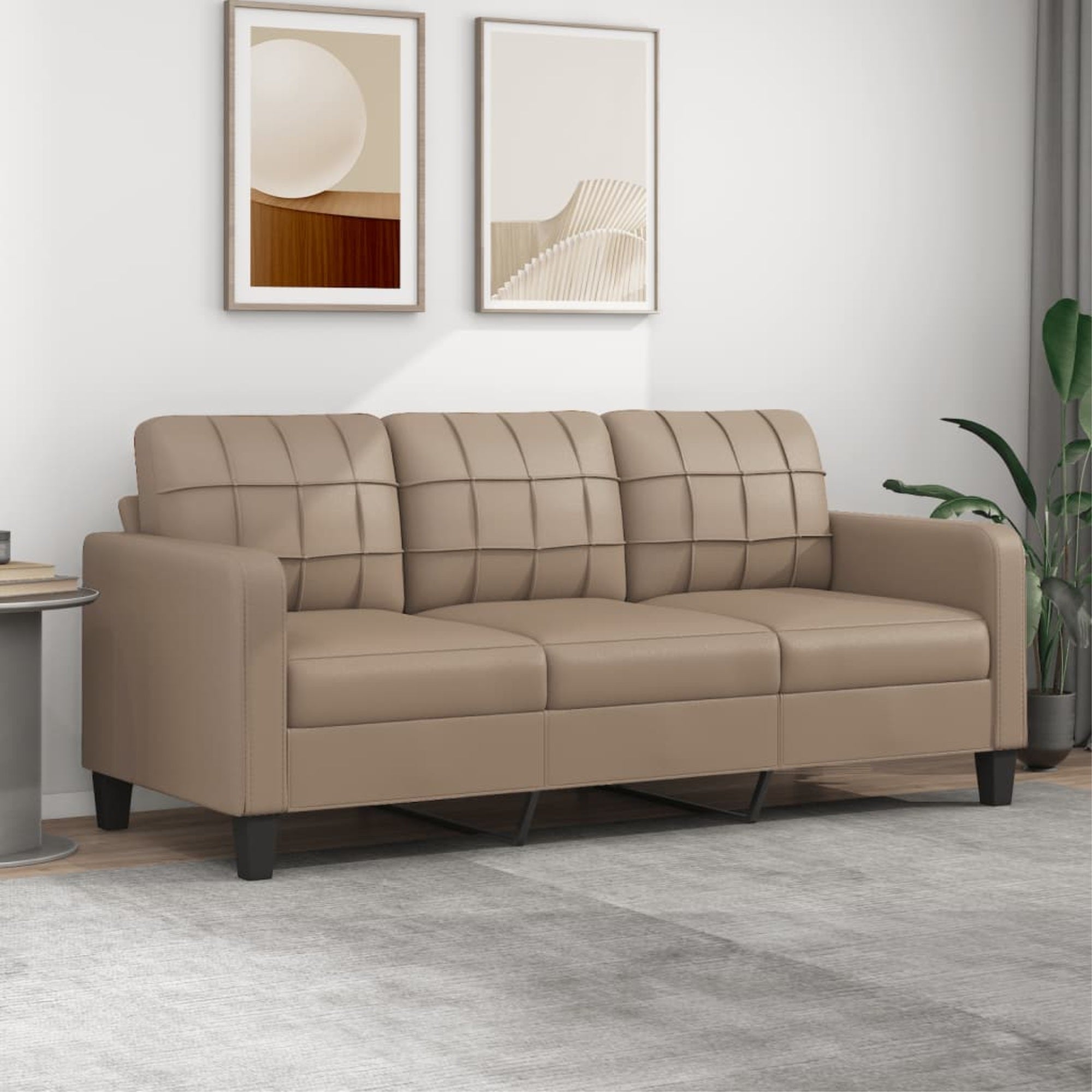 vidaXL 3-Seater Sofa Cappuccino 70.9″ Faux Leather