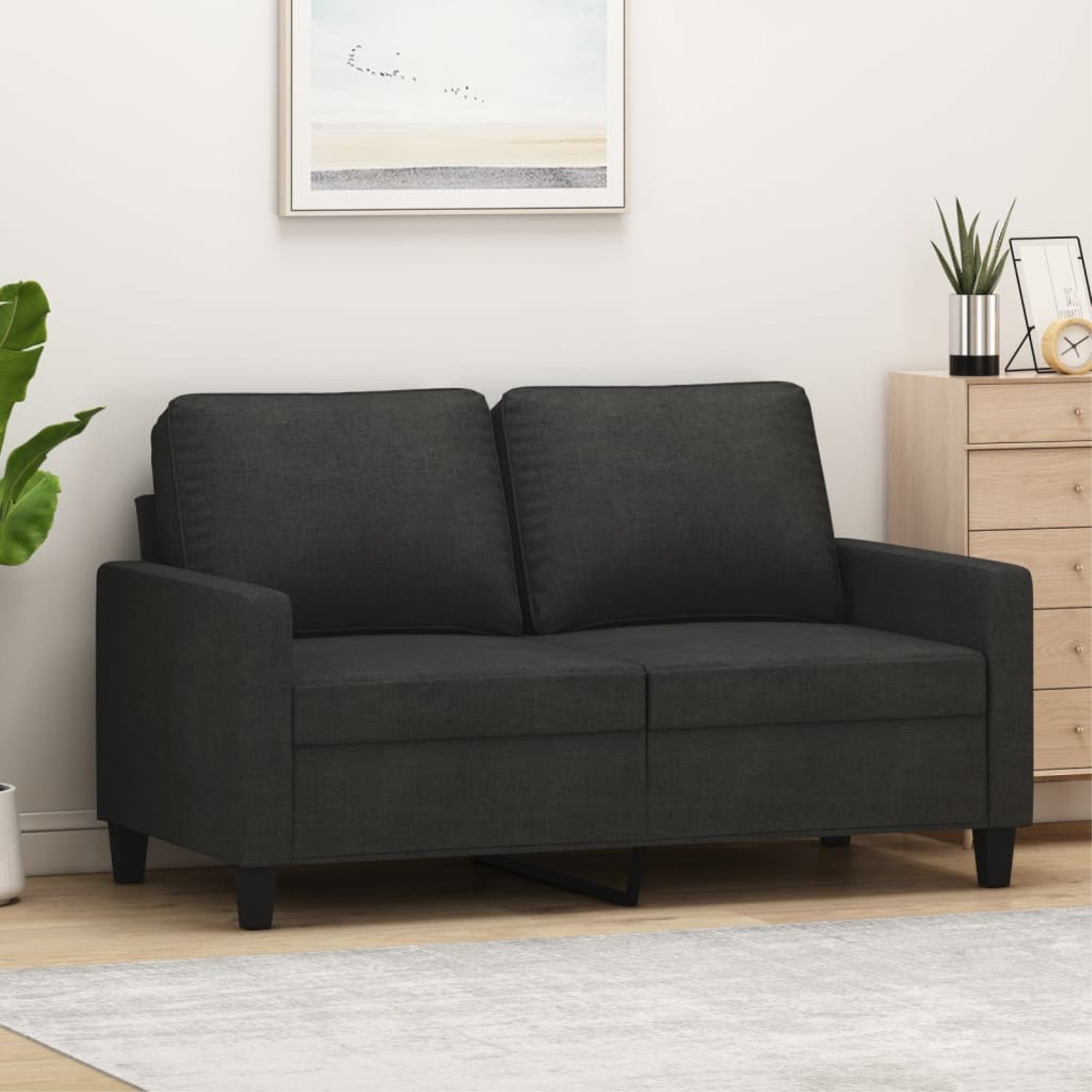 vidaXL 2-Seater Sofa Black 47.2″ Fabric