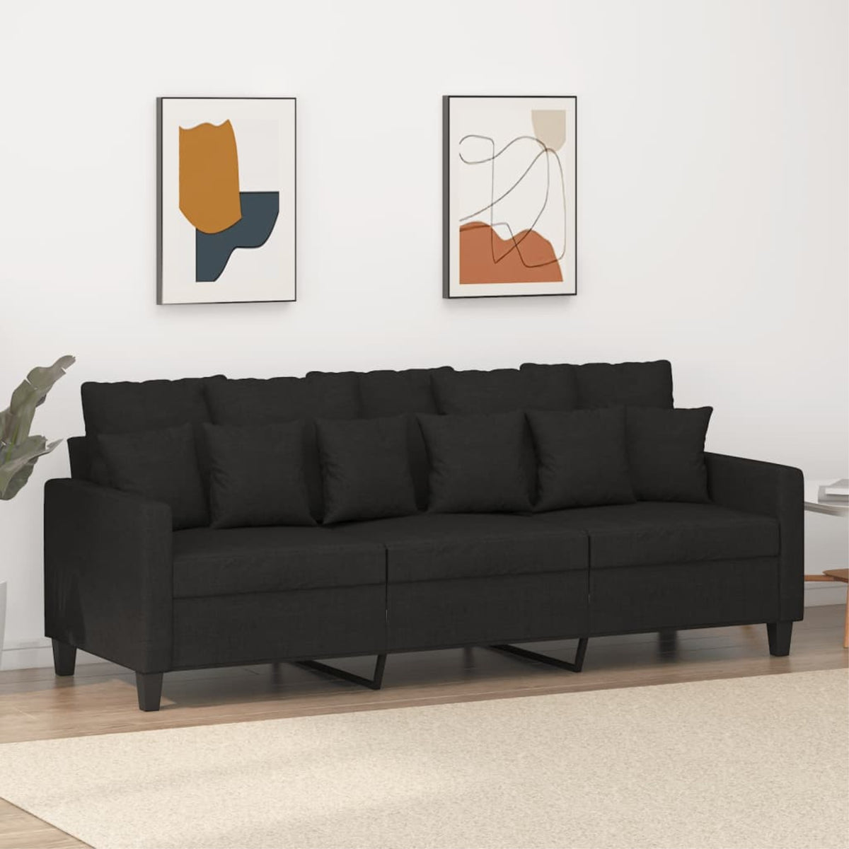 Vidaxl 3-Seater Sofa Black 70.9' Fabric