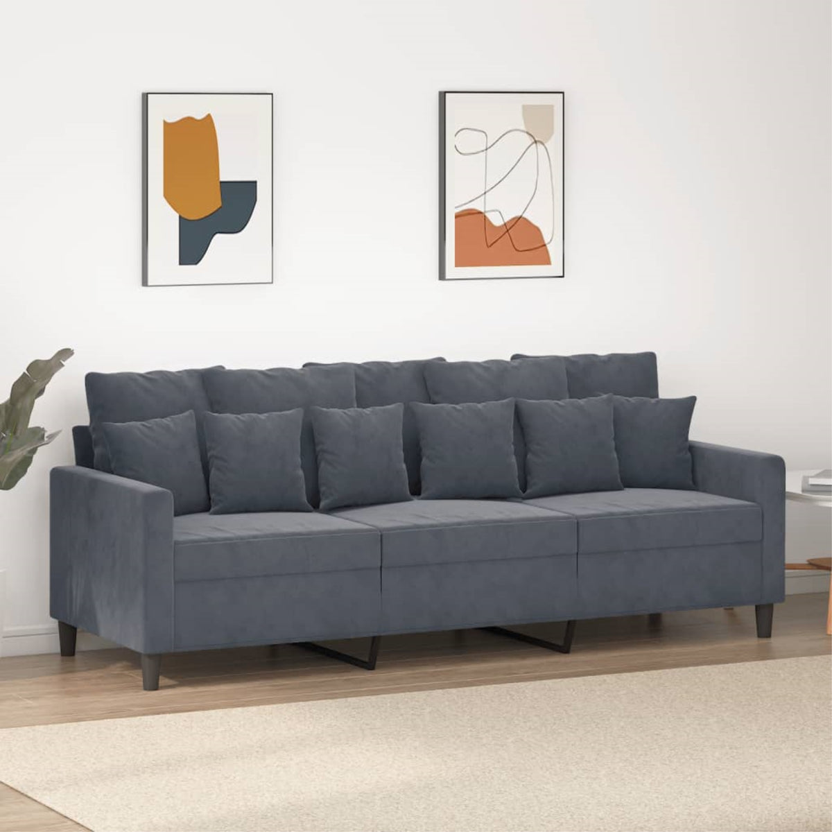Vidaxl 3-Seater Sofa Dark Gray 70.9' Velvet