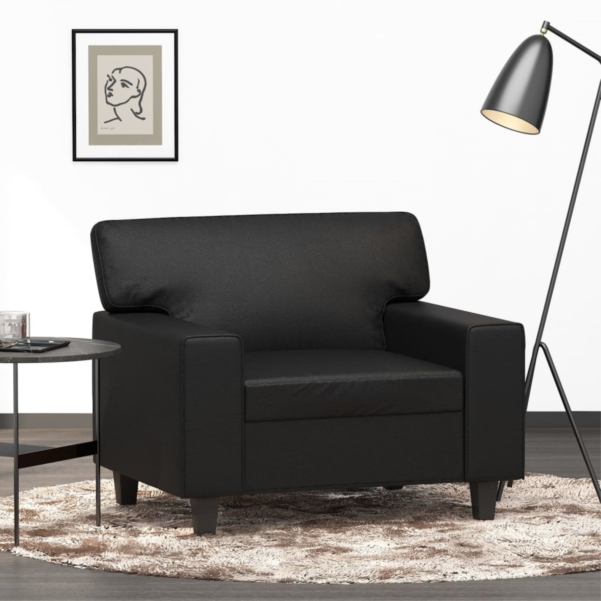 Vidaxl Sofa Chair Black 23.6' Faux Leather