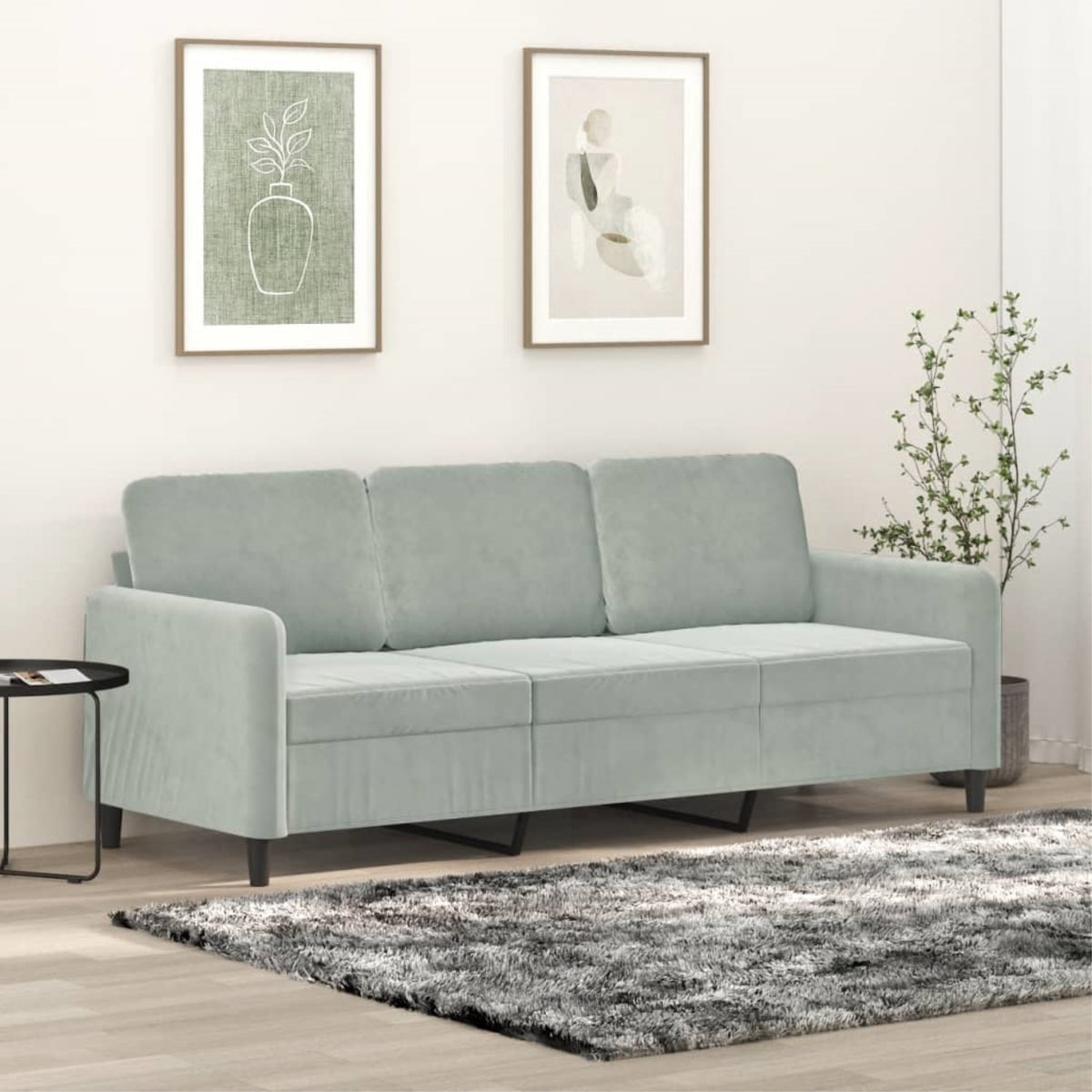 Vidaxl 3-Seater Sofa Light Gray 70.9' Velvet