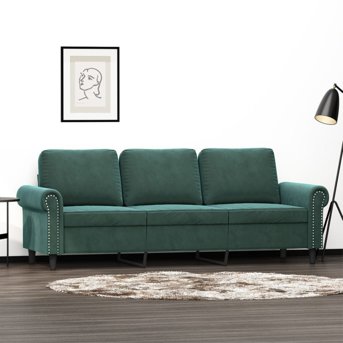 Vidaxl 3-Seater Sofa Dark Green 70.9' Velvet