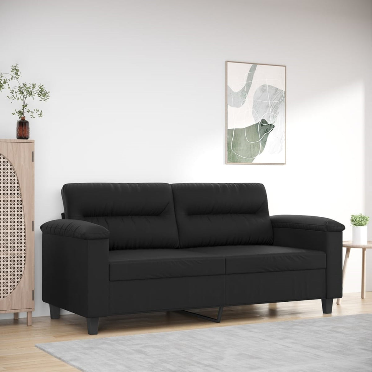 Vidaxl 2-Seater Sofa Black 55.1' Faux Leather