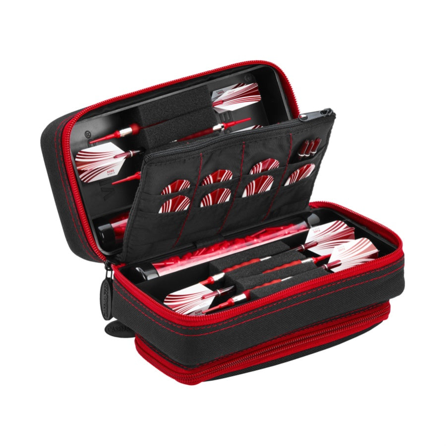Casemaster Plazma Pro Dart Case Black With Ruby Zipper And Phone Pocket