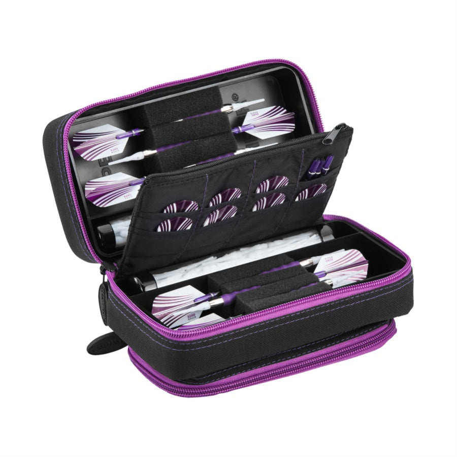 Casemaster Plazma Pro Dart Case Black With Amethyst Zipper And Phone Pocket