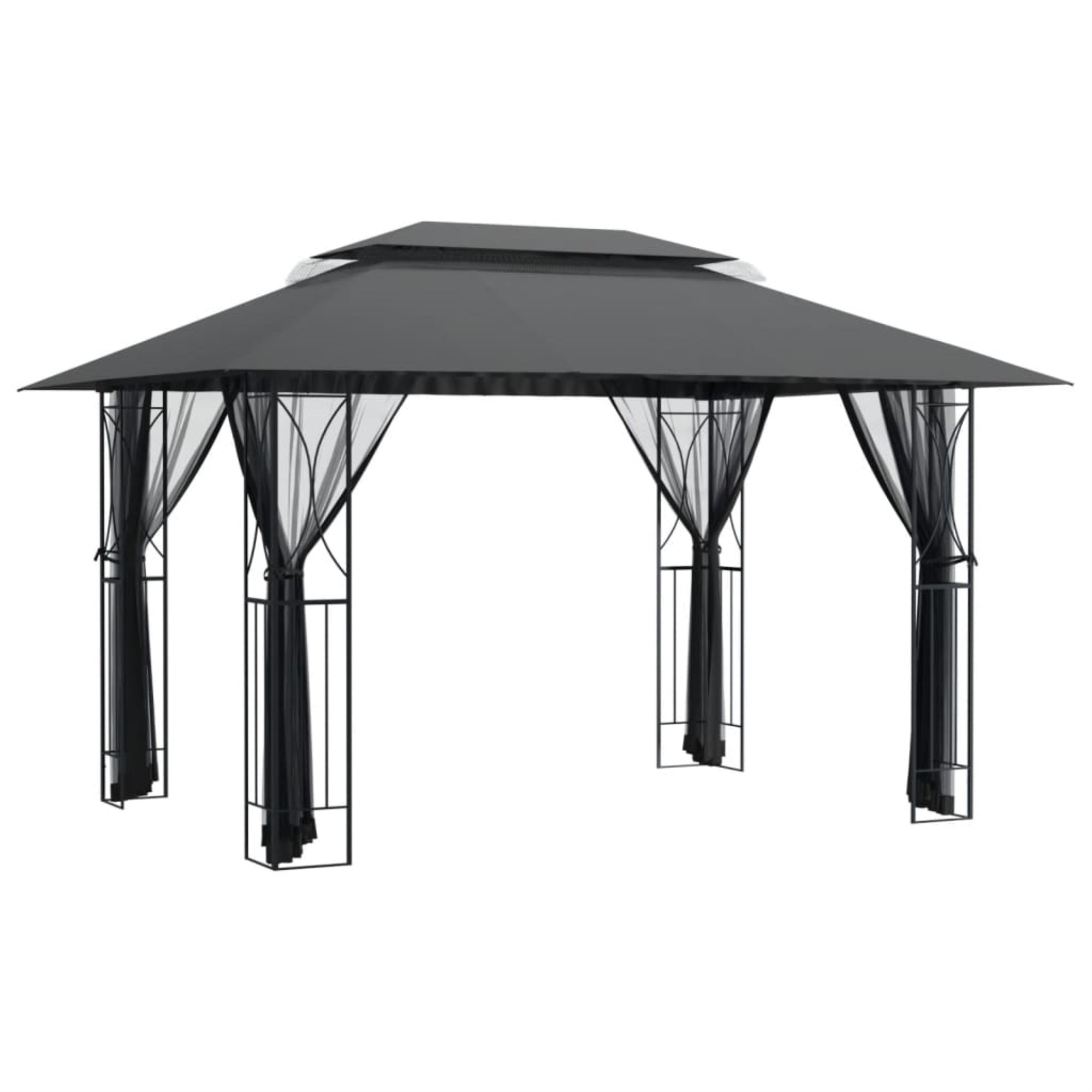 Vidaxl Gazebo With Sidewalls Anthracite 157.5'X118.1'X106.3' Steel
