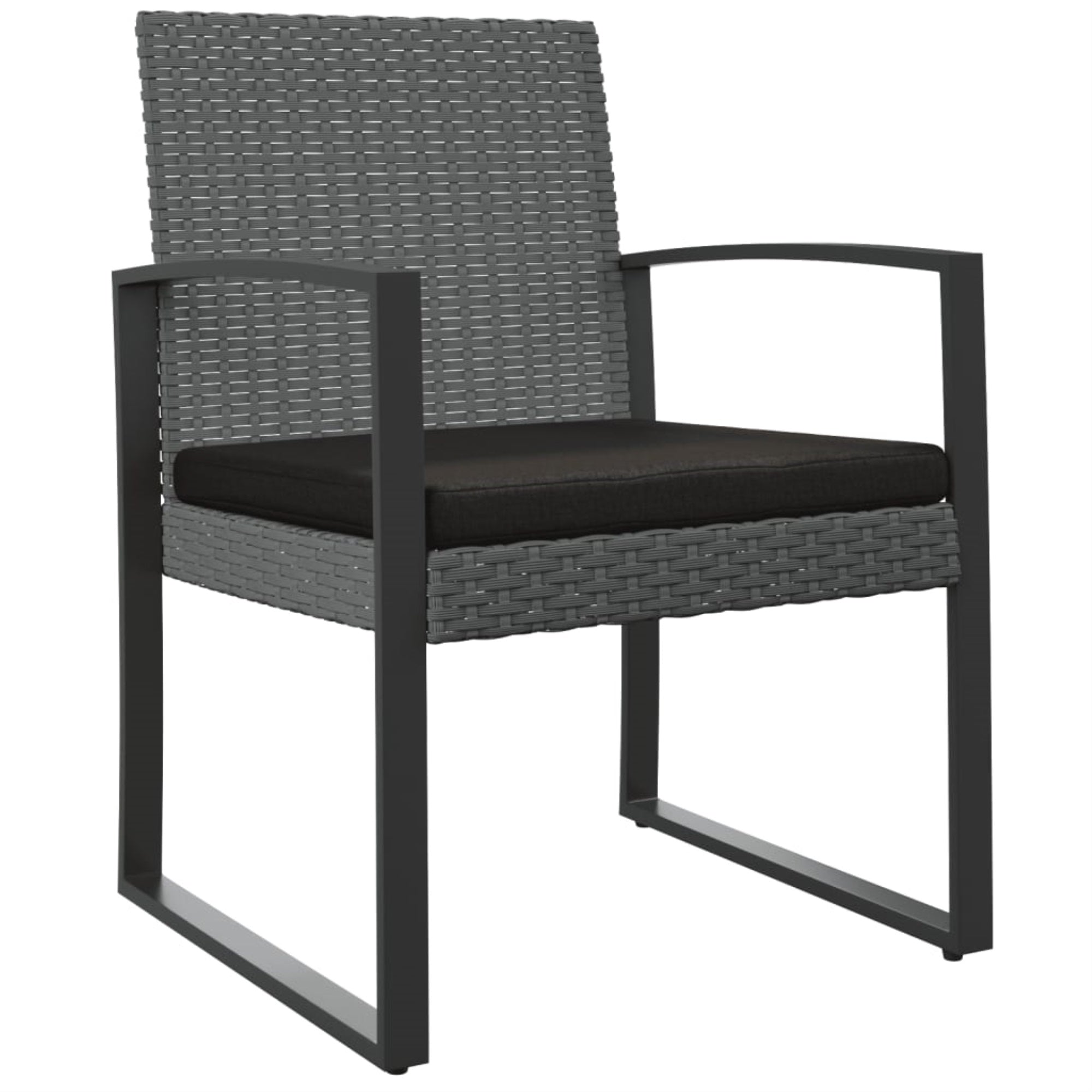 Vidaxl Patio Dining Chairs 2 Pcs Dark Gray Pp Rattan