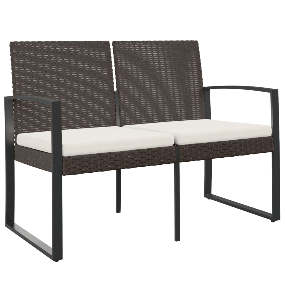 Vidaxl 2-Seater Patio Bench With Cushions Brown Pp Rattan