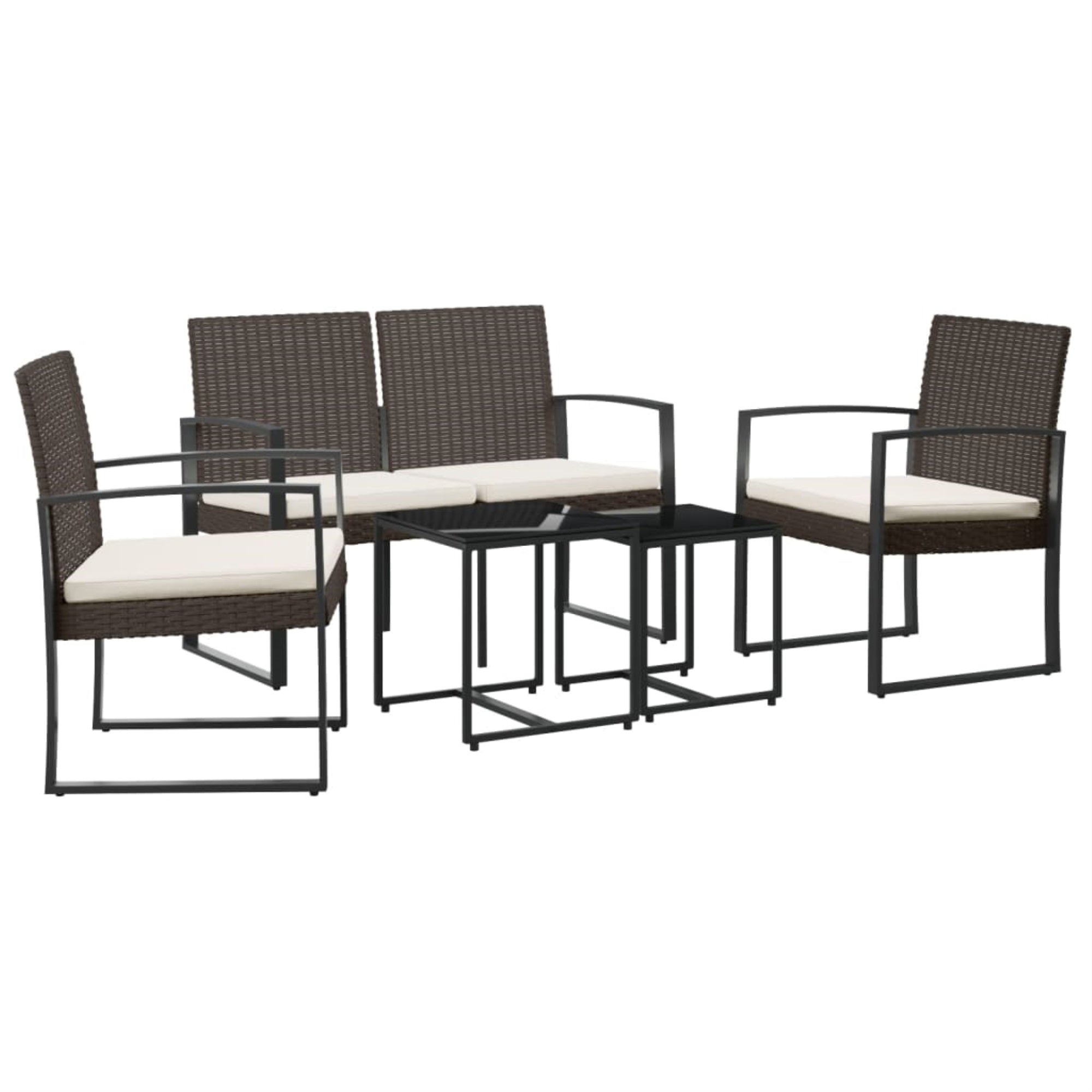 Vidaxl 5 Piece Patio Dining Set With Cushions Brown Pp Rattan