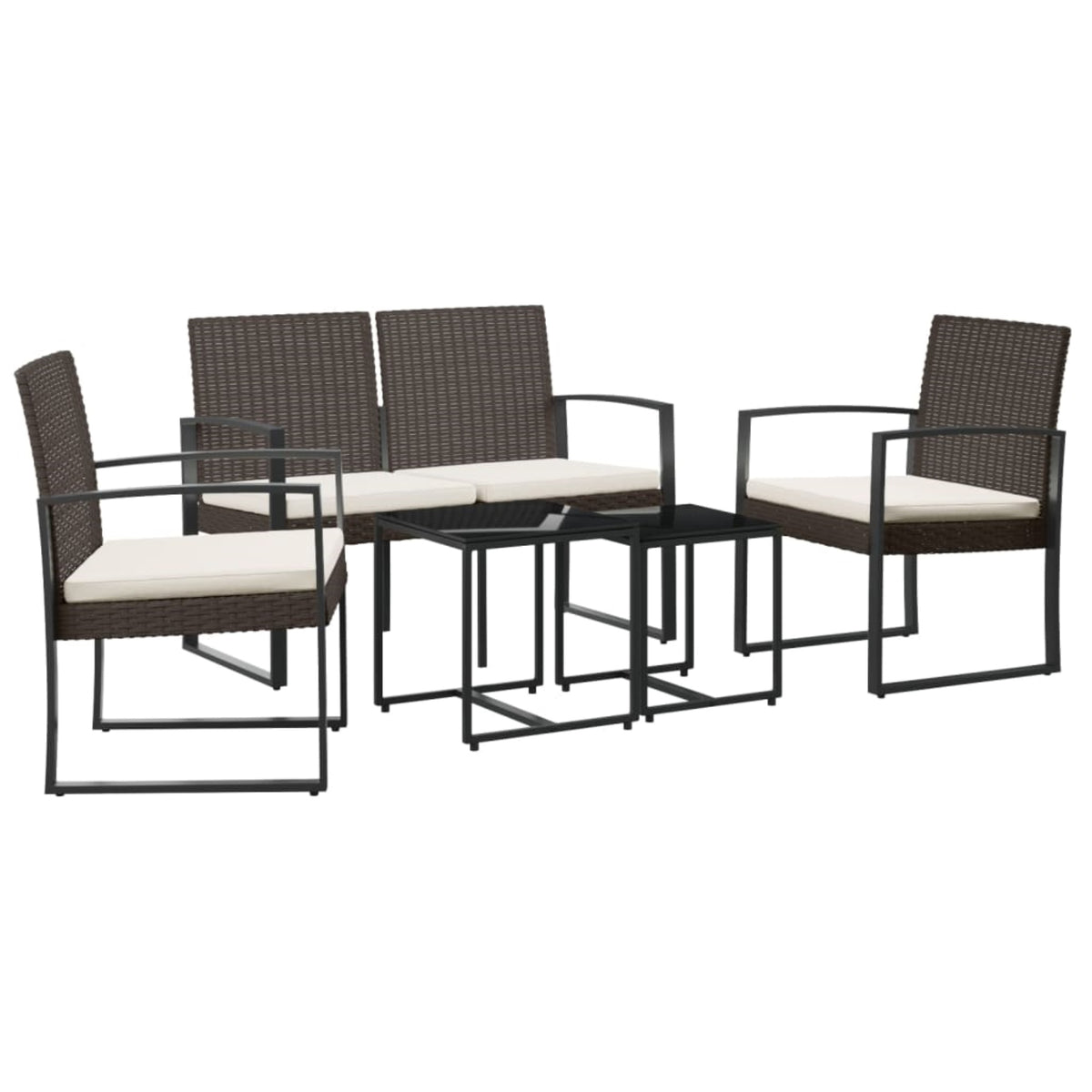 Vidaxl 5 Piece Patio Dining Set With Cushions Brown Pp Rattan