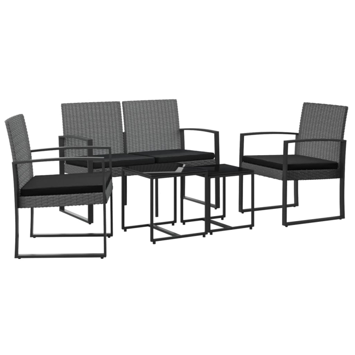 Vidaxl 5 Piece Patio Dining Set With Cushions Dark Gray Pp Rattan