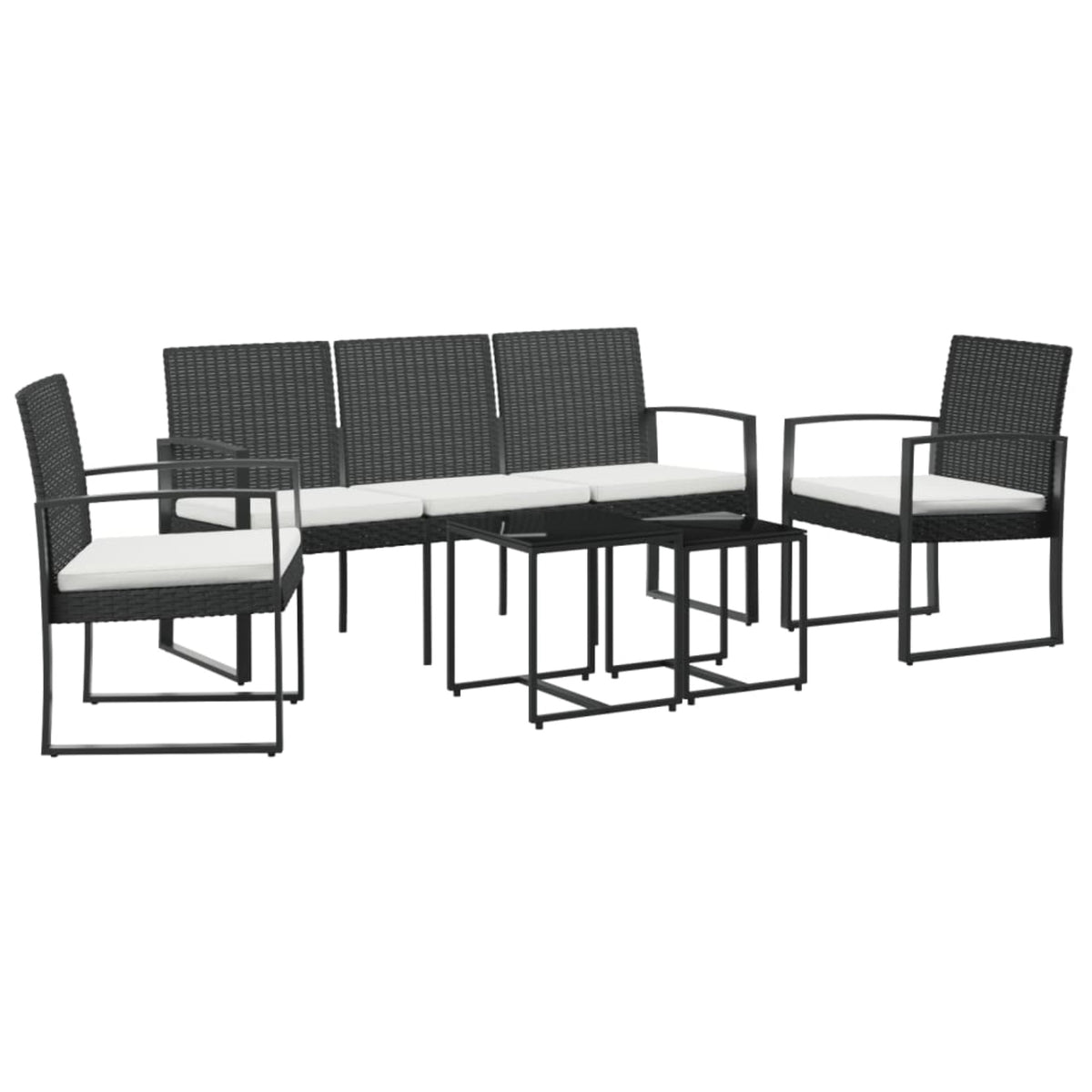 Vidaxl 5 Piece Patio Dining Set With Cushions Black Pp Rattan