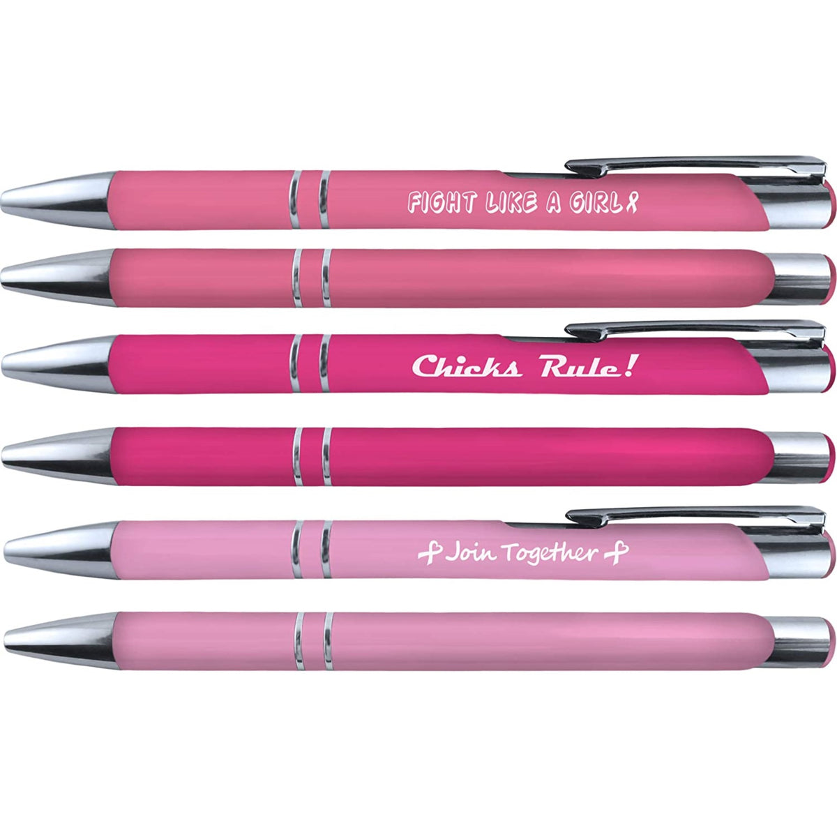 Soft Touch Breast Cancer Awareness 3 Design 6 Pen Set 36082