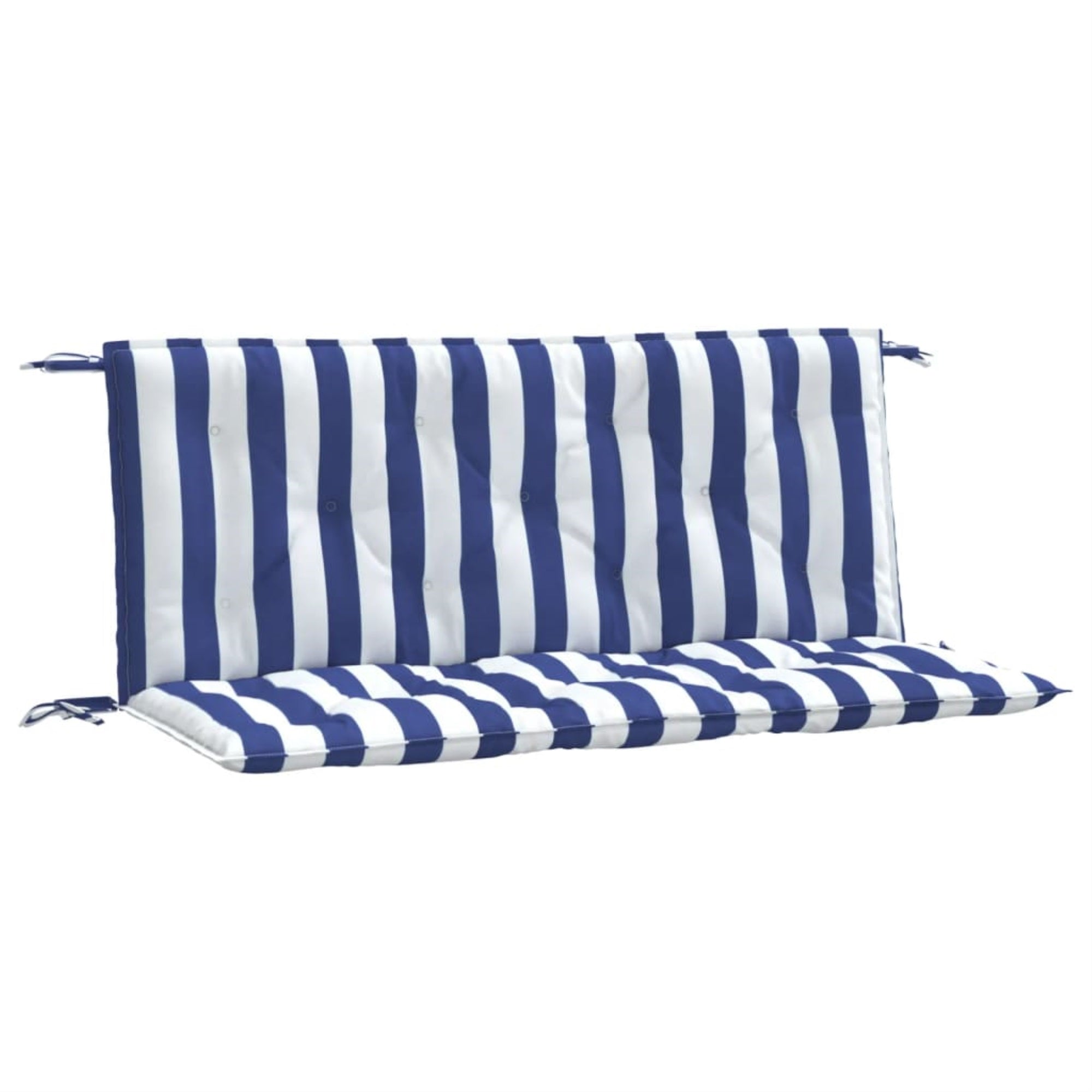 vidaXL Garden Bench Cushions 2pcs Blue&White Stripe 47.2″x19.7″x2.8″ Fabric