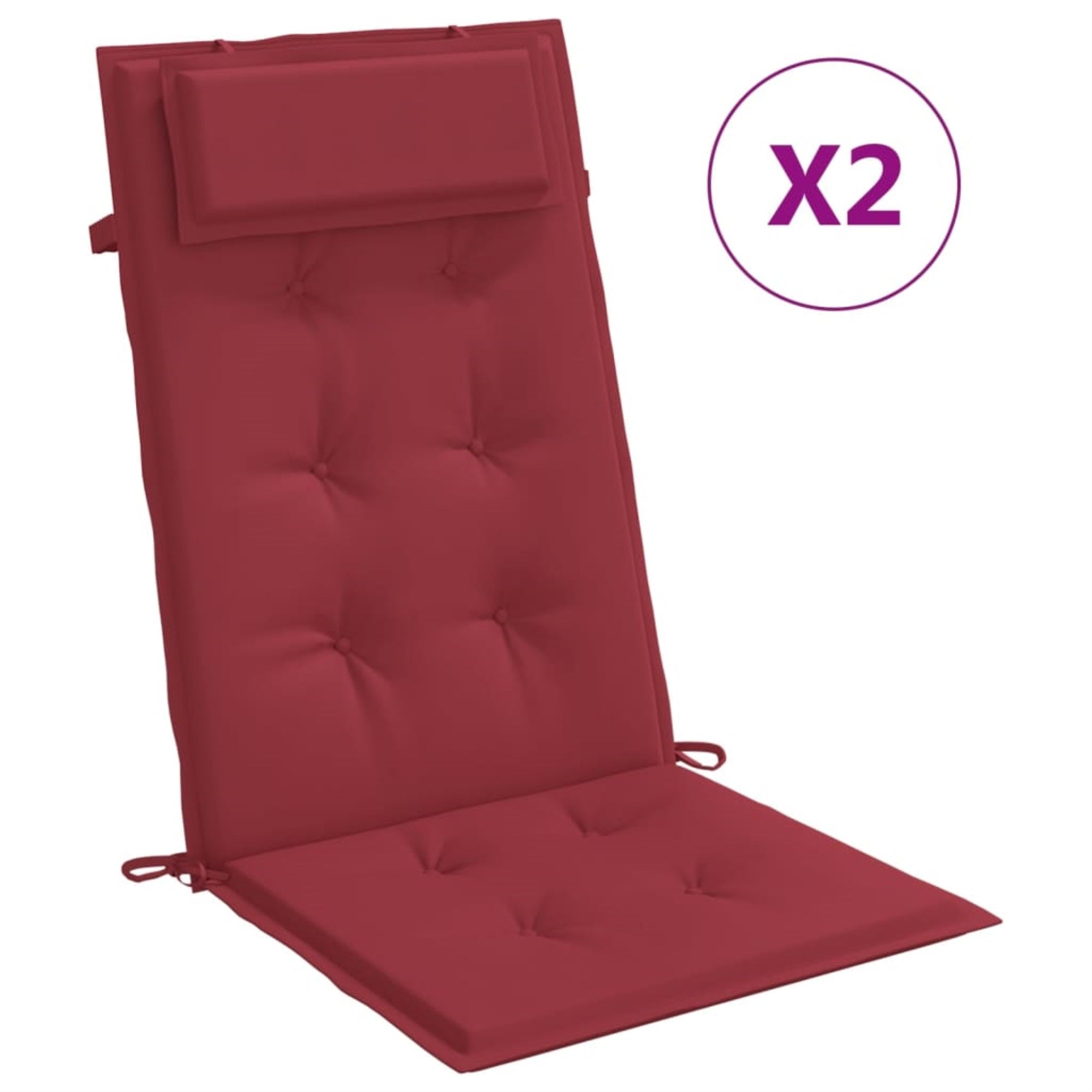 vidaXL Highback Chair Cushions 2 pcs Wine Red Oxford Fabric