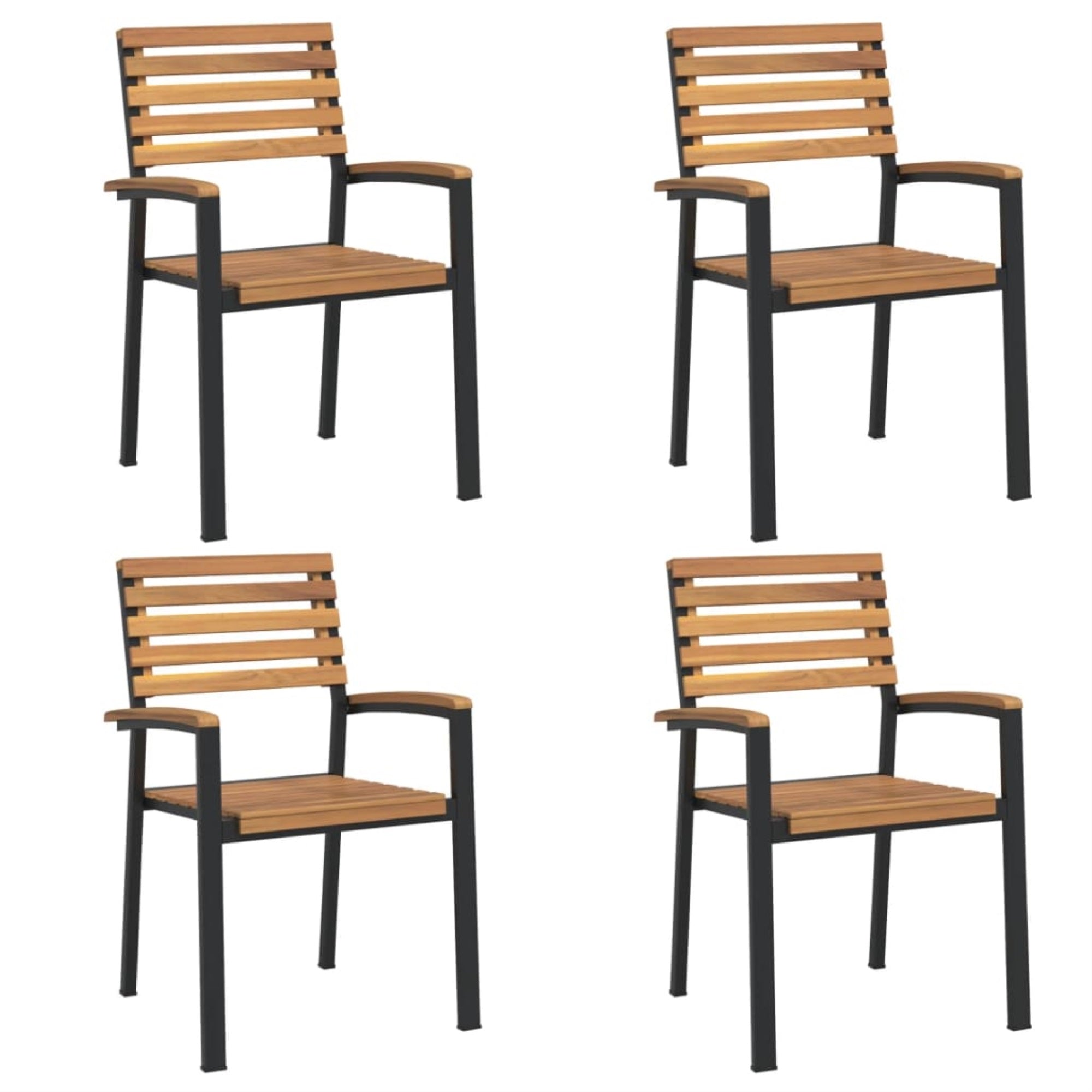 Vidaxl Stackable Patio Chairs 4 Pcs Solid Wood Acacia And Metal
