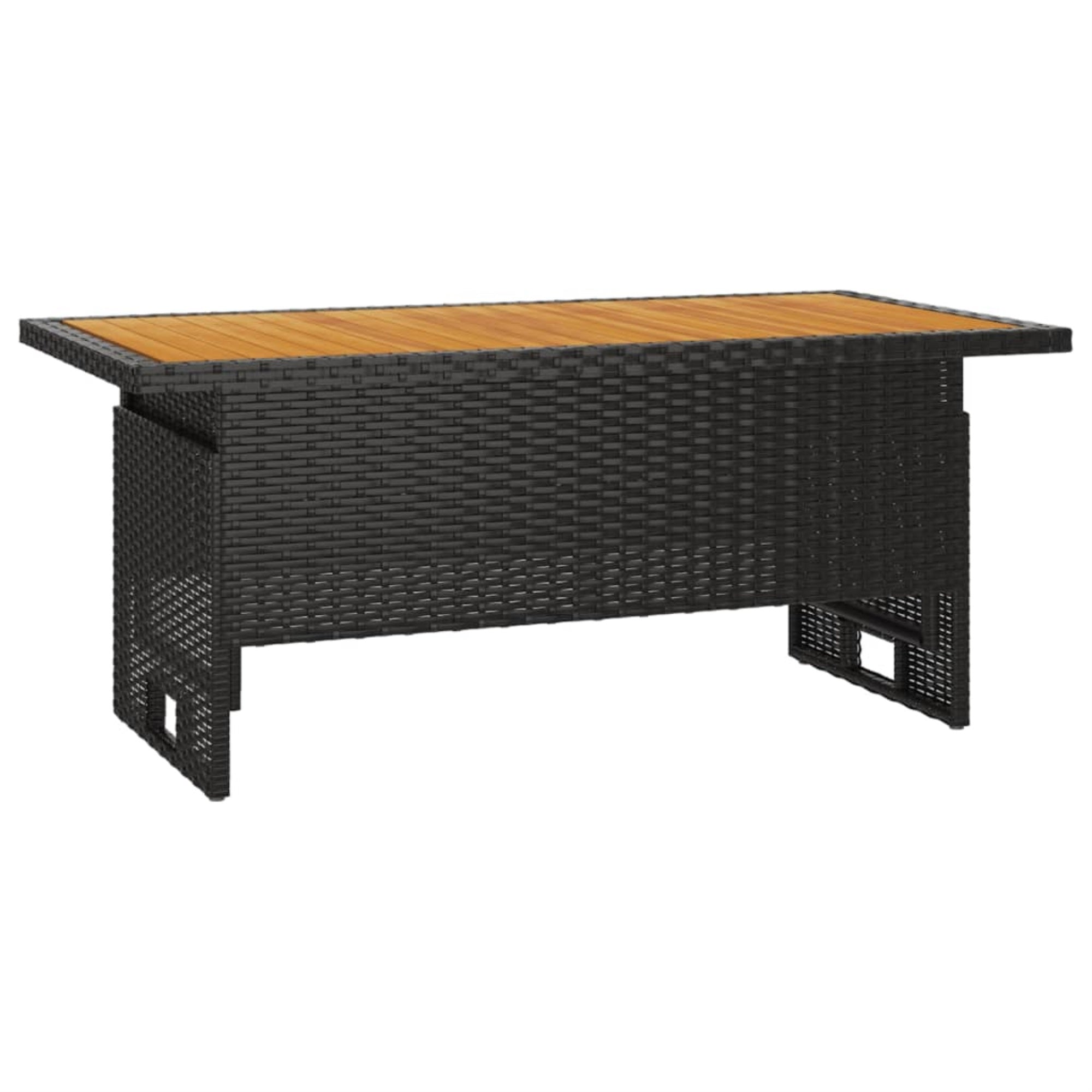 Vidaxl Patio Table Black 39.4'X19.7'X16.9'/24.8' Solid Wood Acacia&Poly Rattan