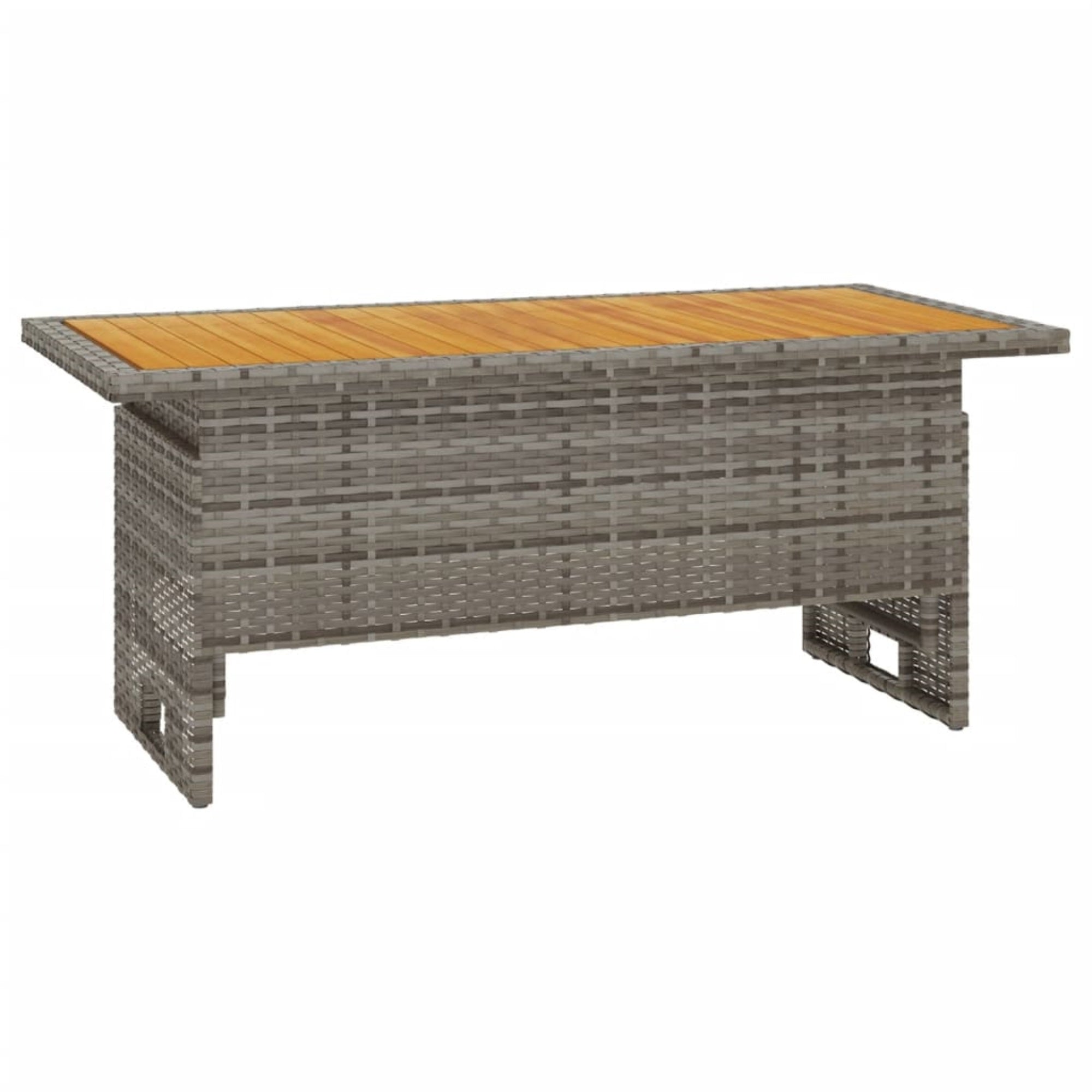 Vidaxl Patio Table Gray 39.4'X19.7'X16.9'/24.8' Solid Wood Acacia&Poly Rattan