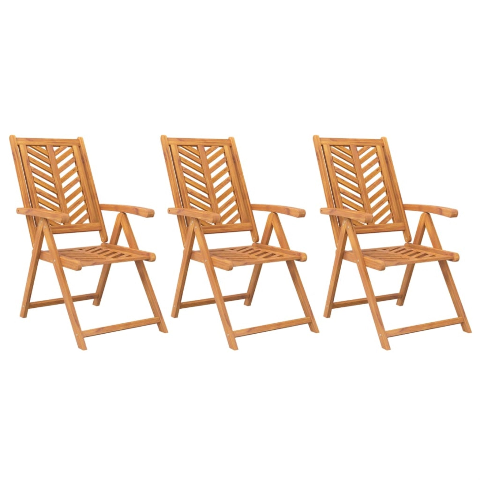 Vidaxl Reclining Patio Chairs 3 Pcs Solid Wood Acacia