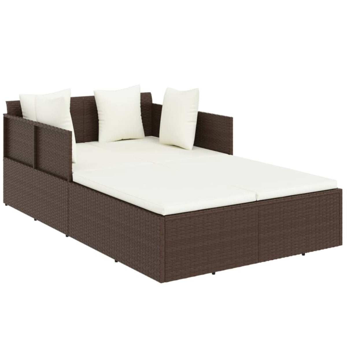 Vidaxl Sunbed With Cushions Brown 71.7'X46.5'X24.8' Poly Rattan